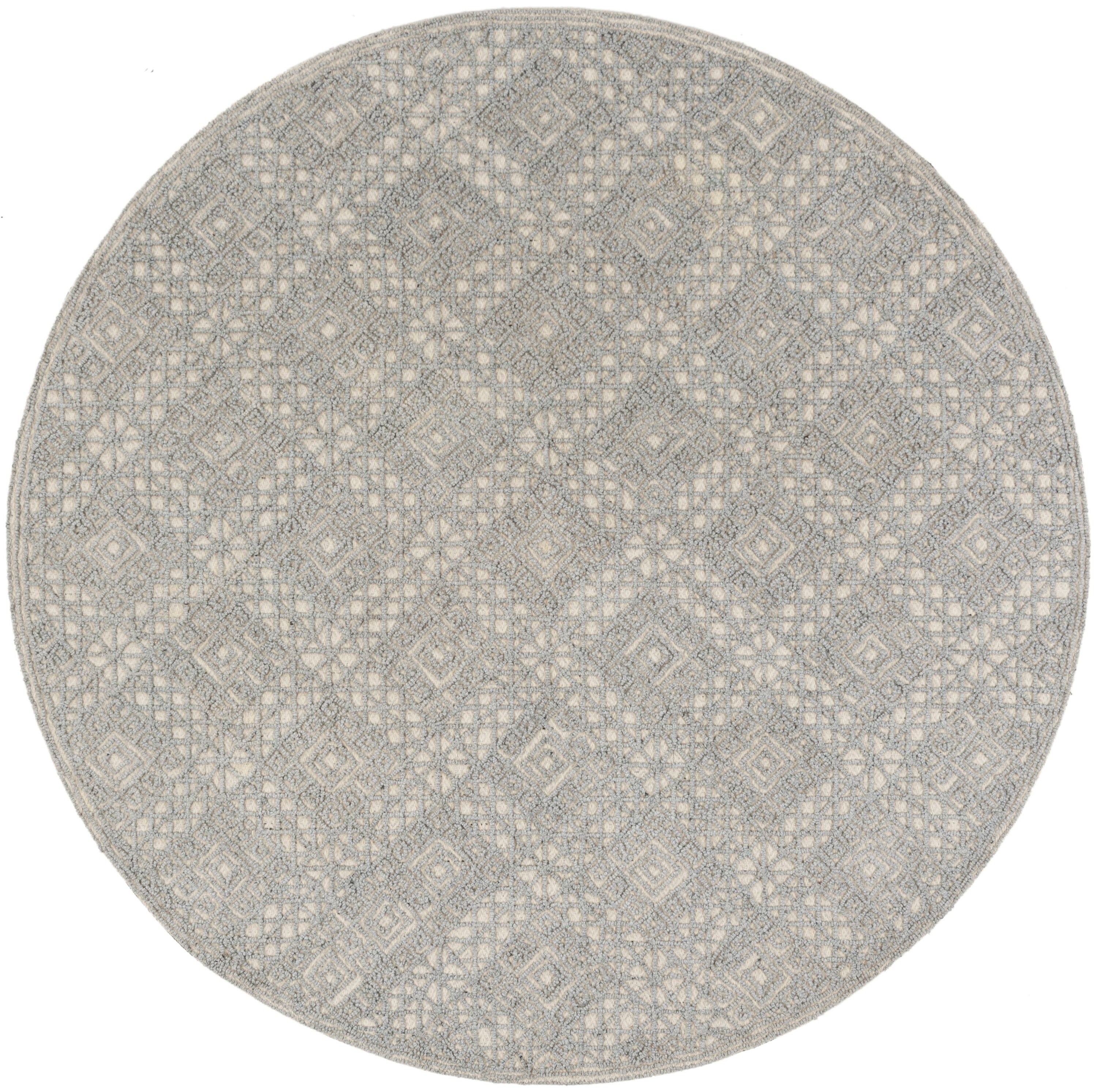 Elegant Gray Hand-Tufted Wool 6' Round Area Rug