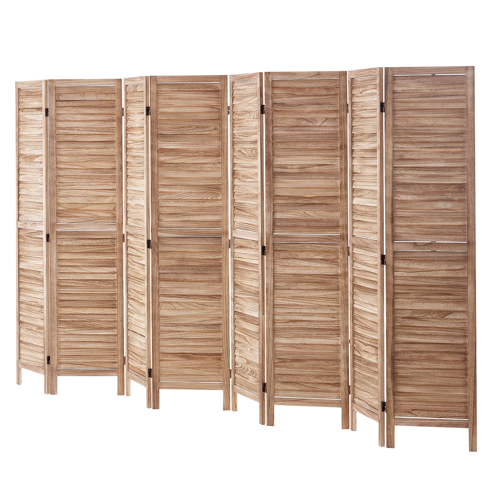 GIVIMO - Wood Room Divider 8-Panel Folding Privacy Screen - 66.9-in Tall Indoor Louvered Partitio...