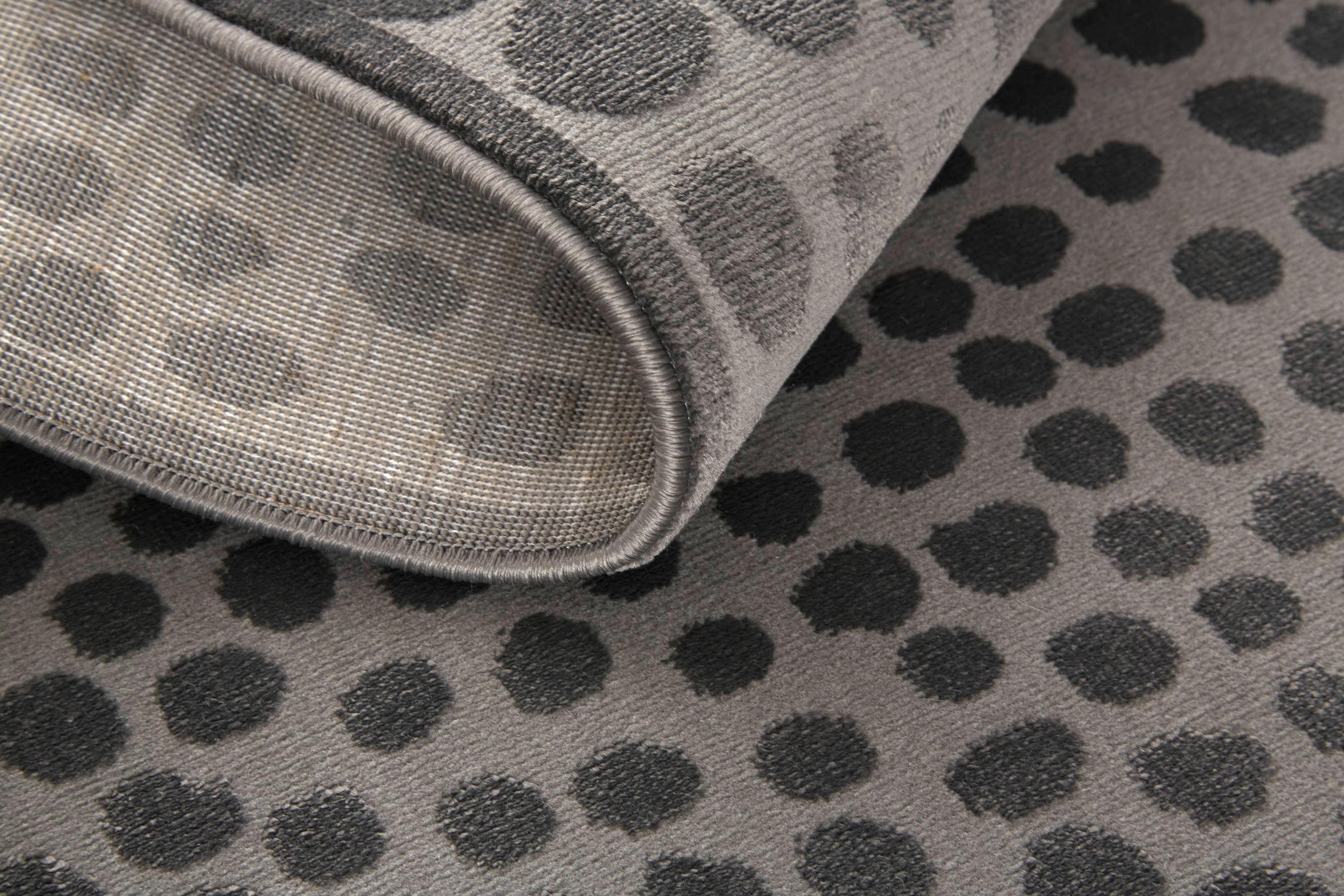 Gaspar Gray and Silver Abstract Polka Dot Area Rug 8' x 11'