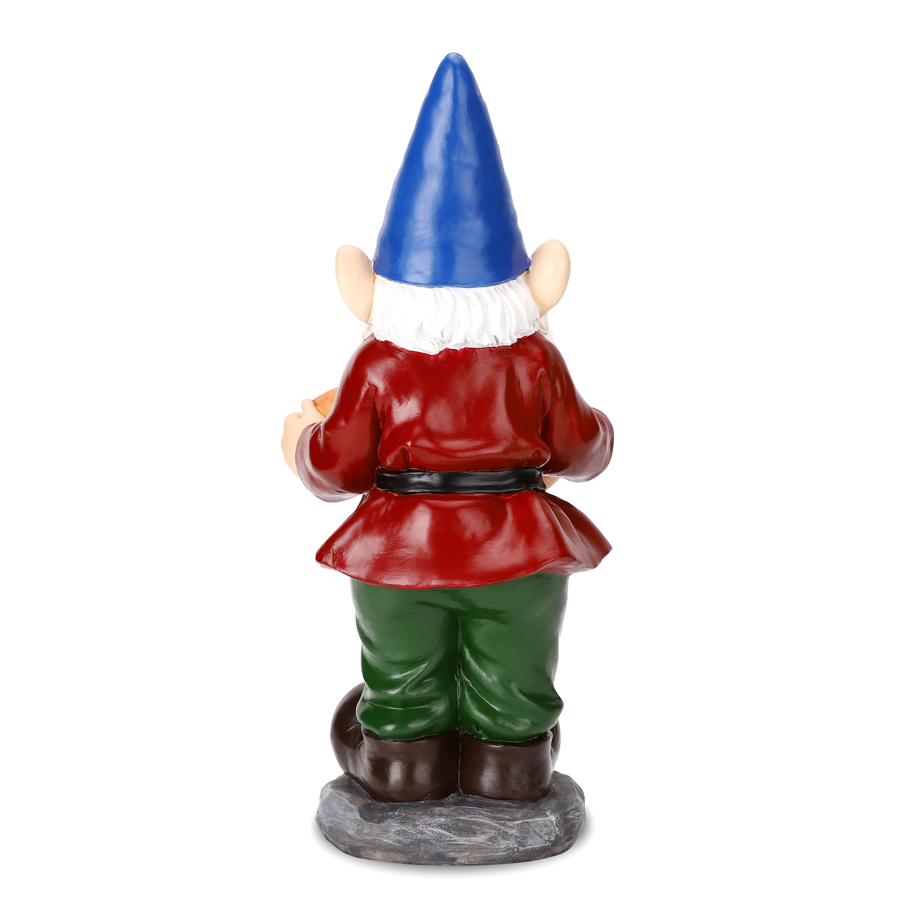 15" Hand-Painted Resin Gnome Garden Statue with Solar Spotlight
