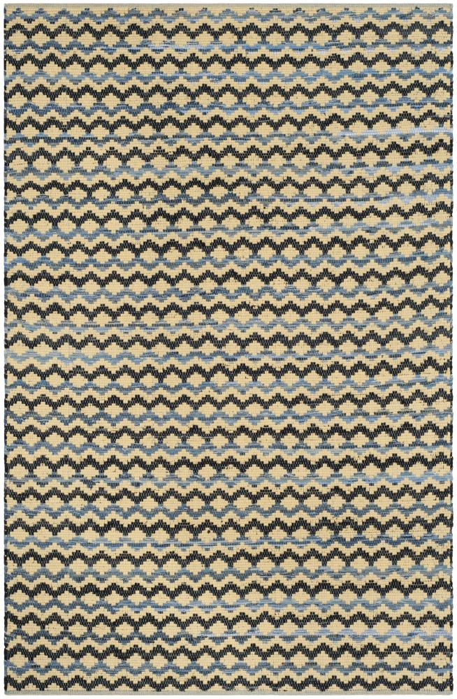 Safavieh MTK120D-5 Montauk Surfside 5 x 8 (ft) Cotton Gold/Blue/Black Rectangular Indoor Geometric Coastal Area rug