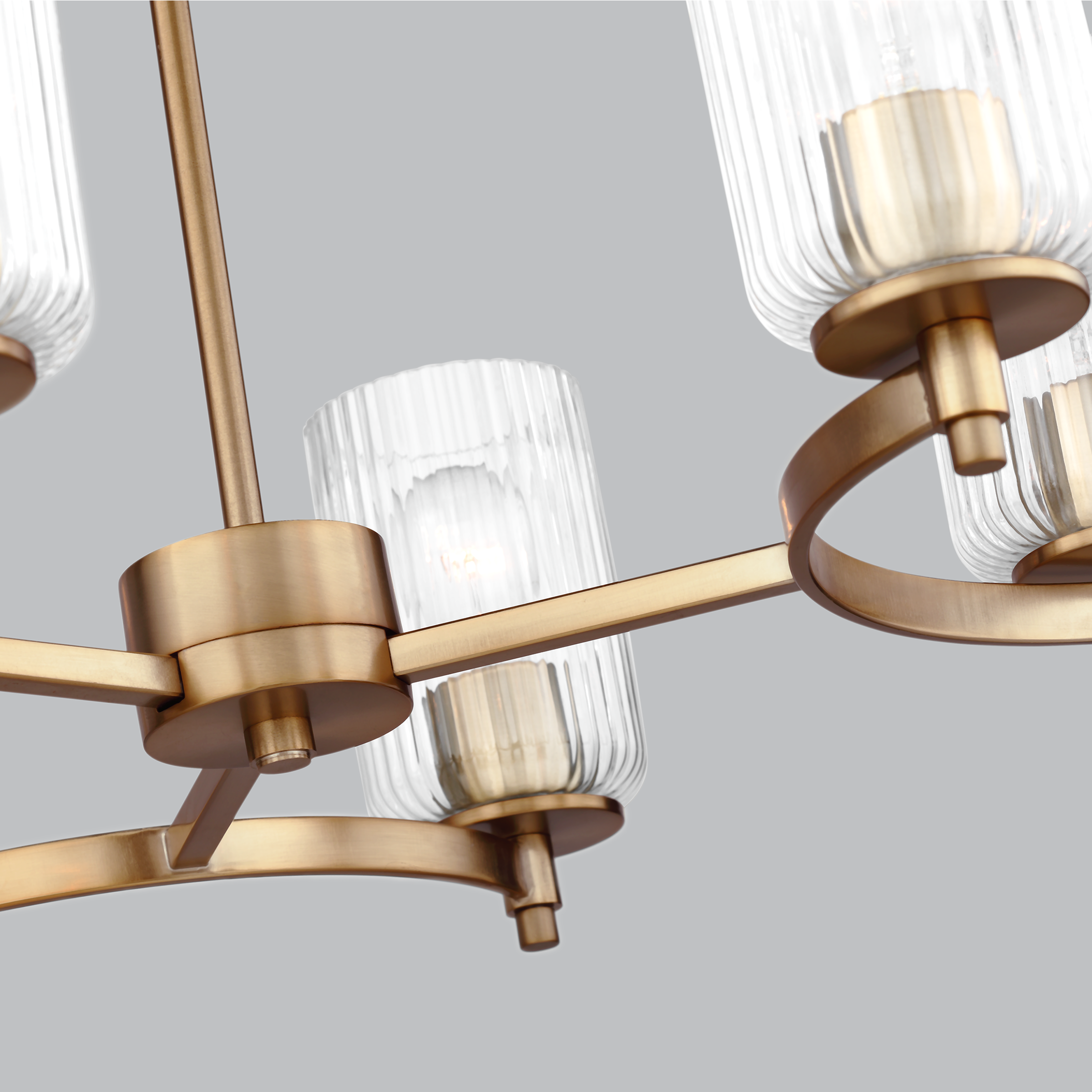 Beaumont Satin Brass 6-Light Chandelier with Clear Fluted Glass Shades