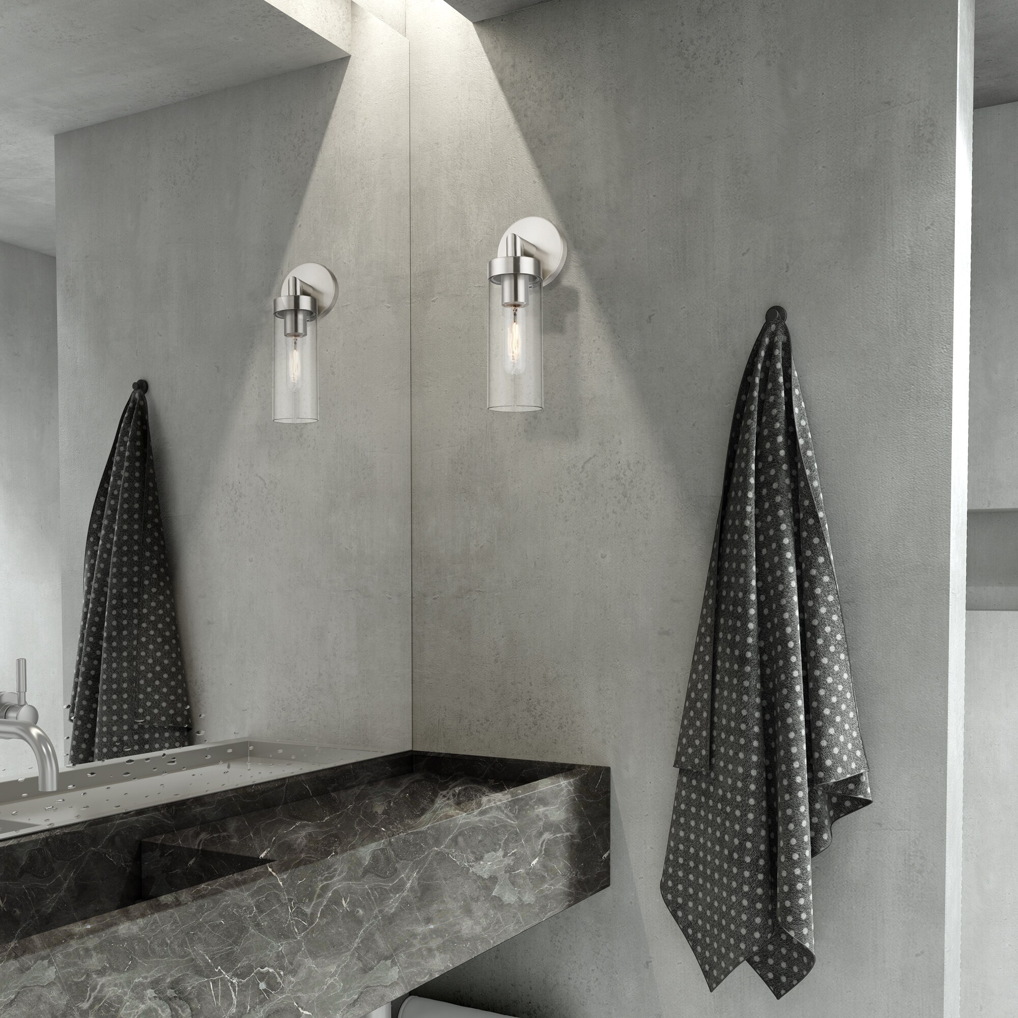 Ludlow Brushed Nickel 1-Light ADA Compliant Sconce with Clear Glass Shade