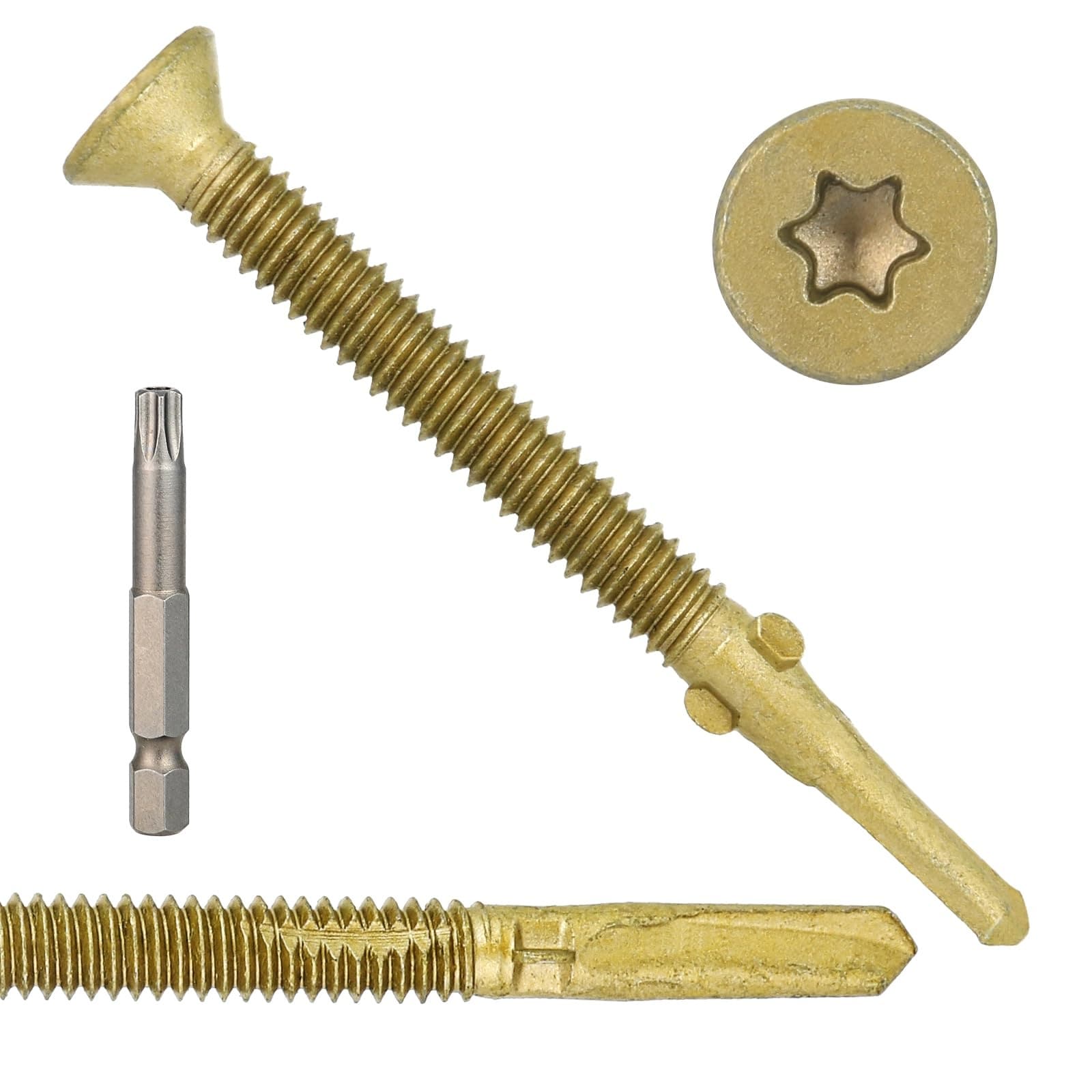 Etokfoks  120 pcs Self Tapping Trailer Deck Screws with T30 Torx Drive for Wood to Metal Reamer Tip Anti Corrosion