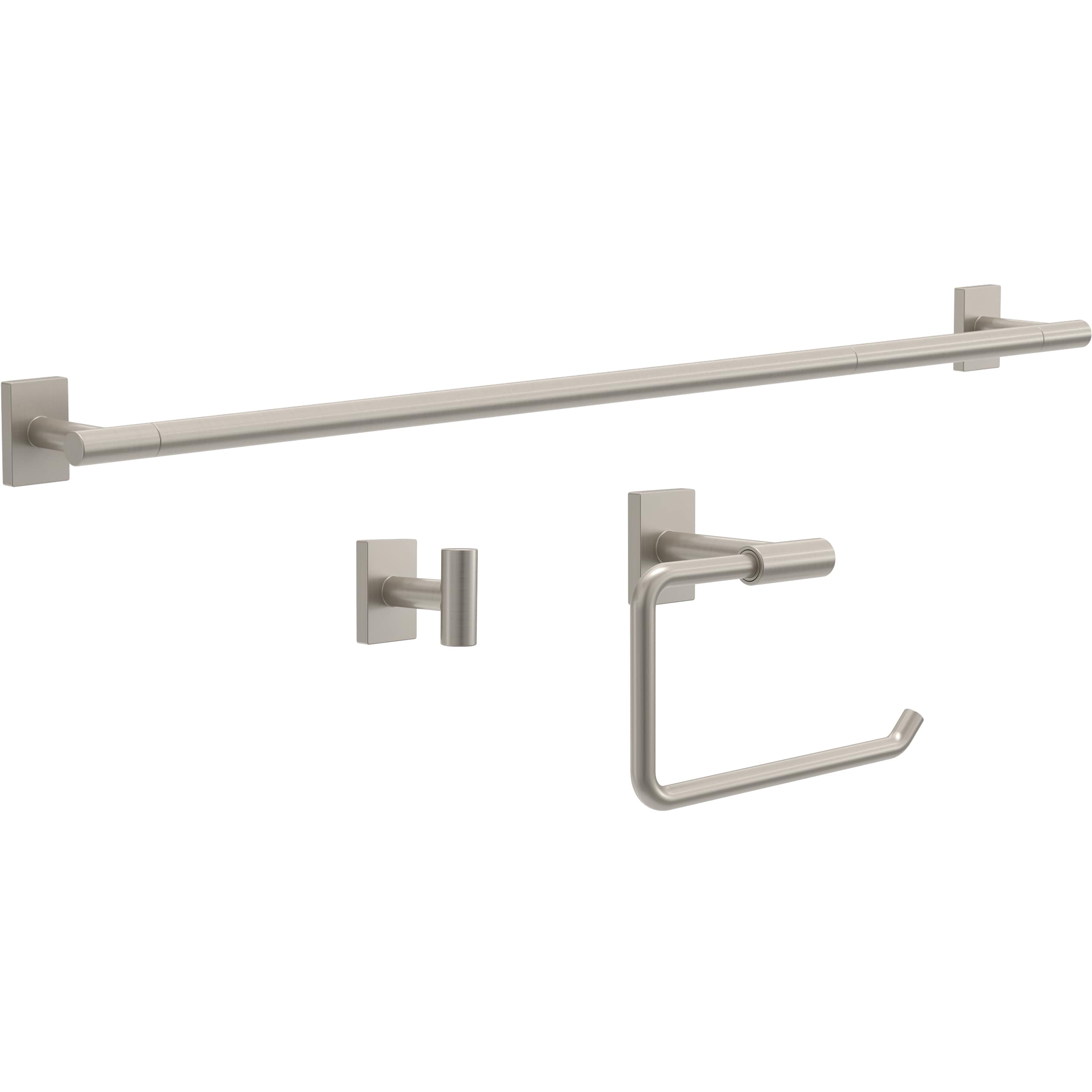 Franklin Brass HRT63-SN 3 -Piece Hartwell Satin Nickel Decorative Bathroom Hardware Set Towel Bar, Towel Ring ,Robe Hook Included