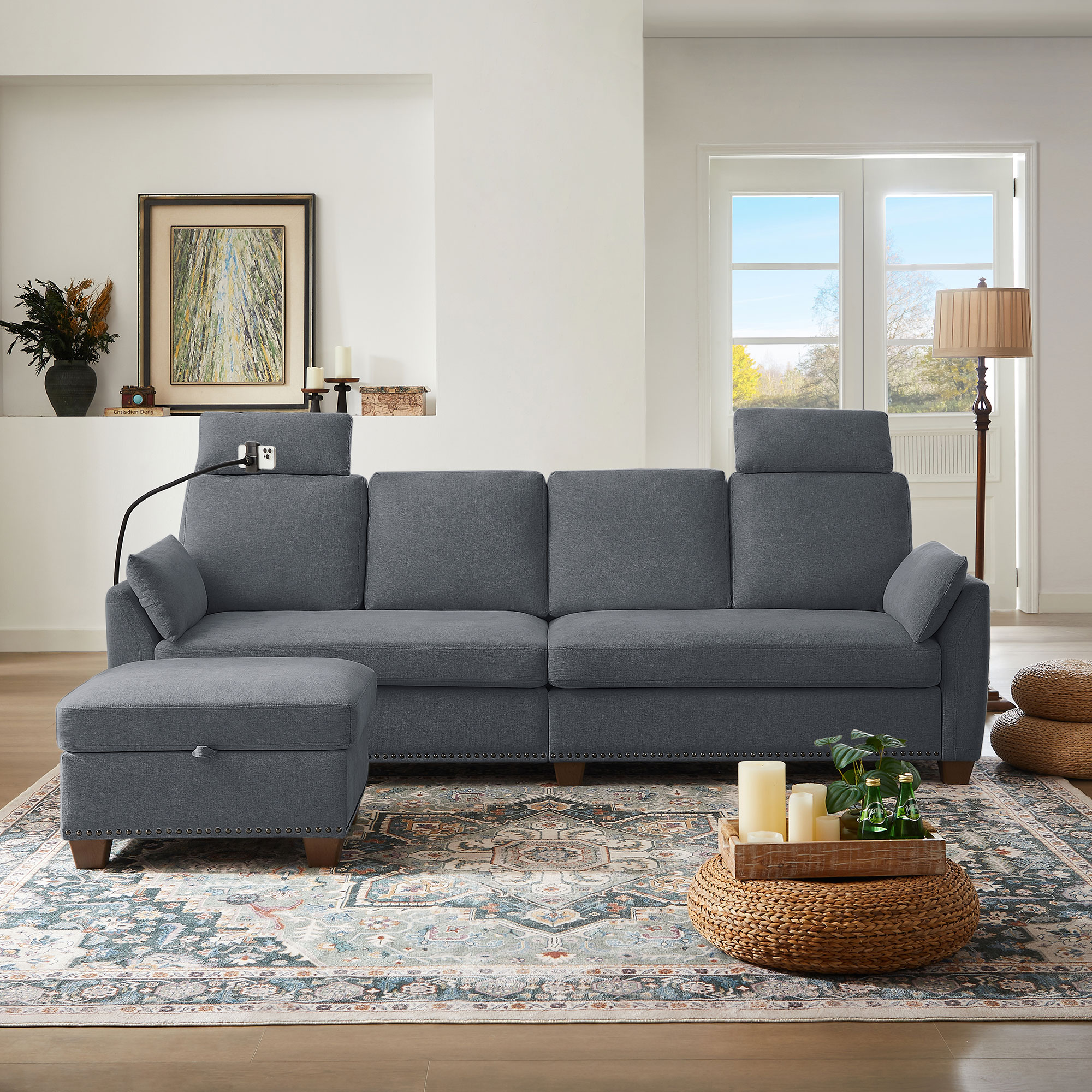 Jarenie YMX57DG YMX57 102.36 Casual Dark Grey 5 -seater Sofa