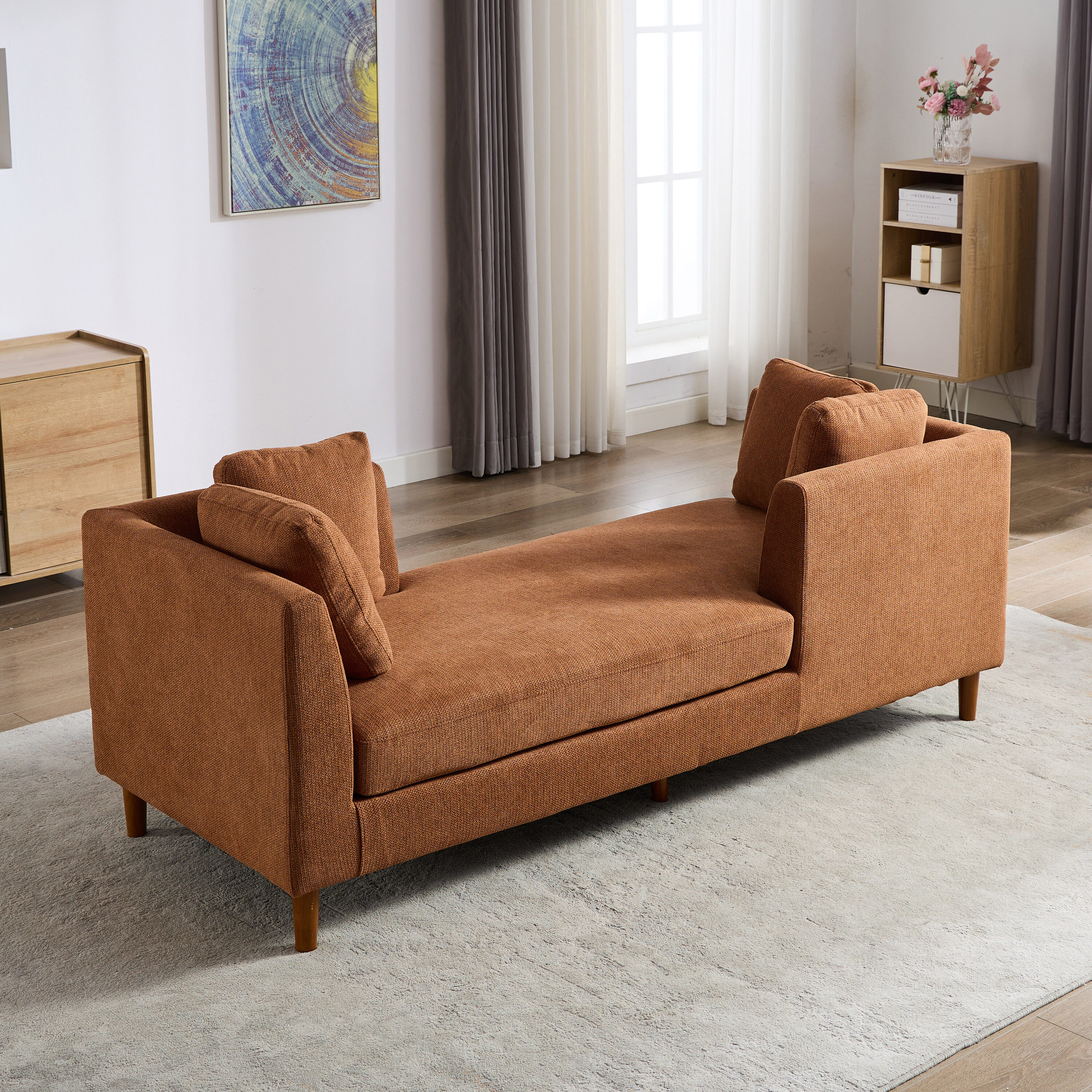 Hrinhom HC-W6105-CARAMEL 78-in Casual CARAMEL Chenille 2 -seater Sofa