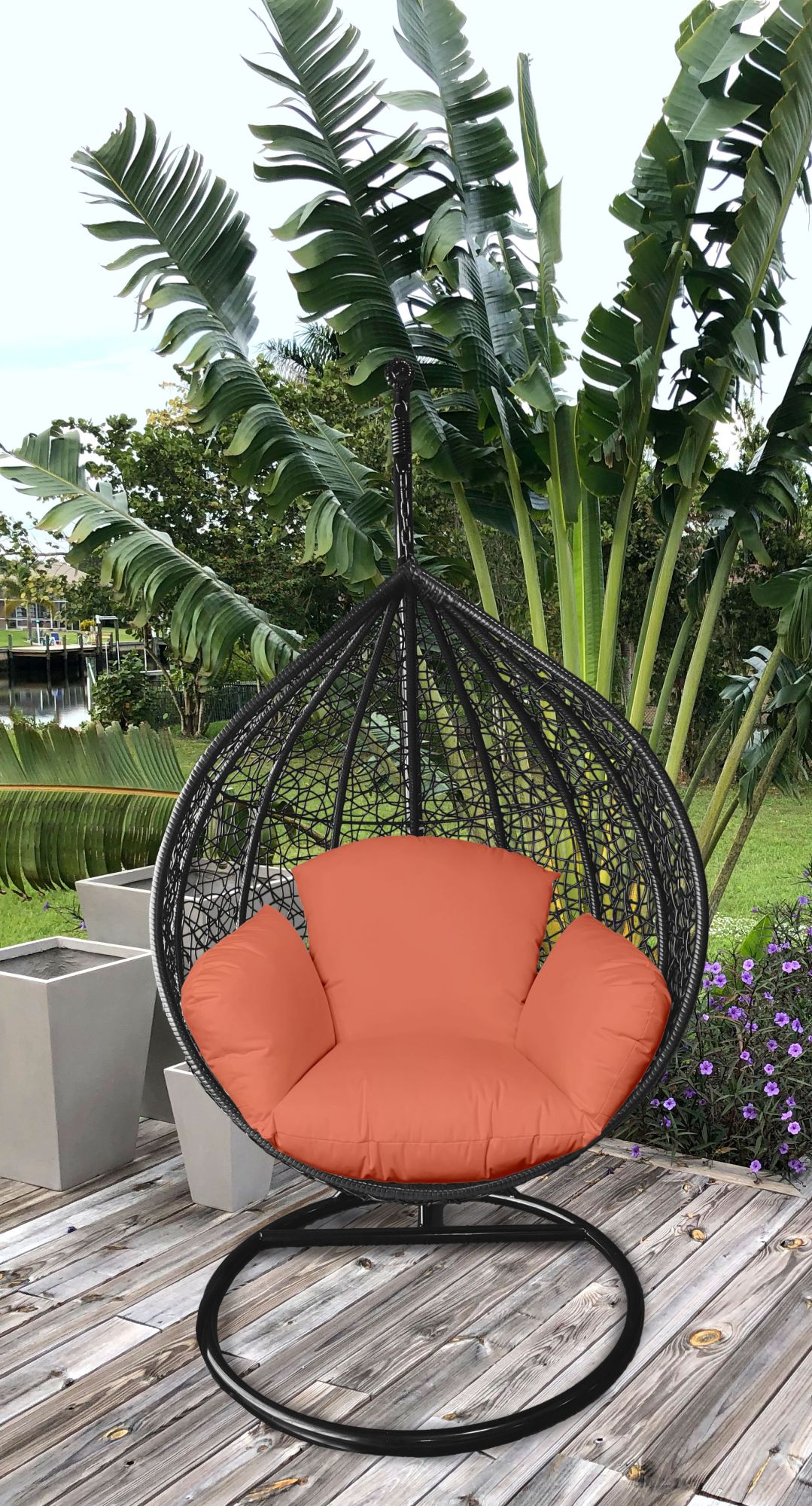 Joita Luxury R Blue Ottertex Cushion Indoor Outdoor Egg Hanging Cocoon Papasan Chair