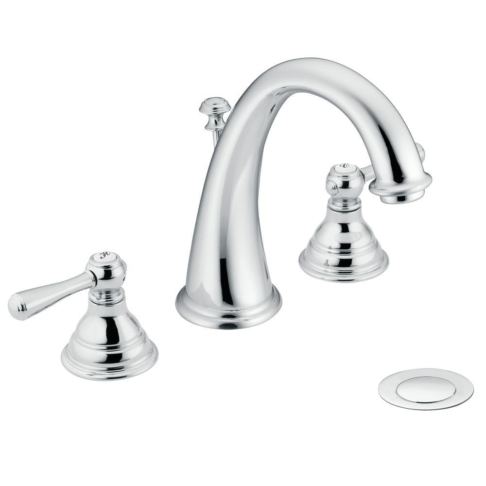 Moen Lindor Chrome Widespread 2-handle WaterSense Bathroom Sink Faucet with  Drain in the Bathroom Sink Faucets department at