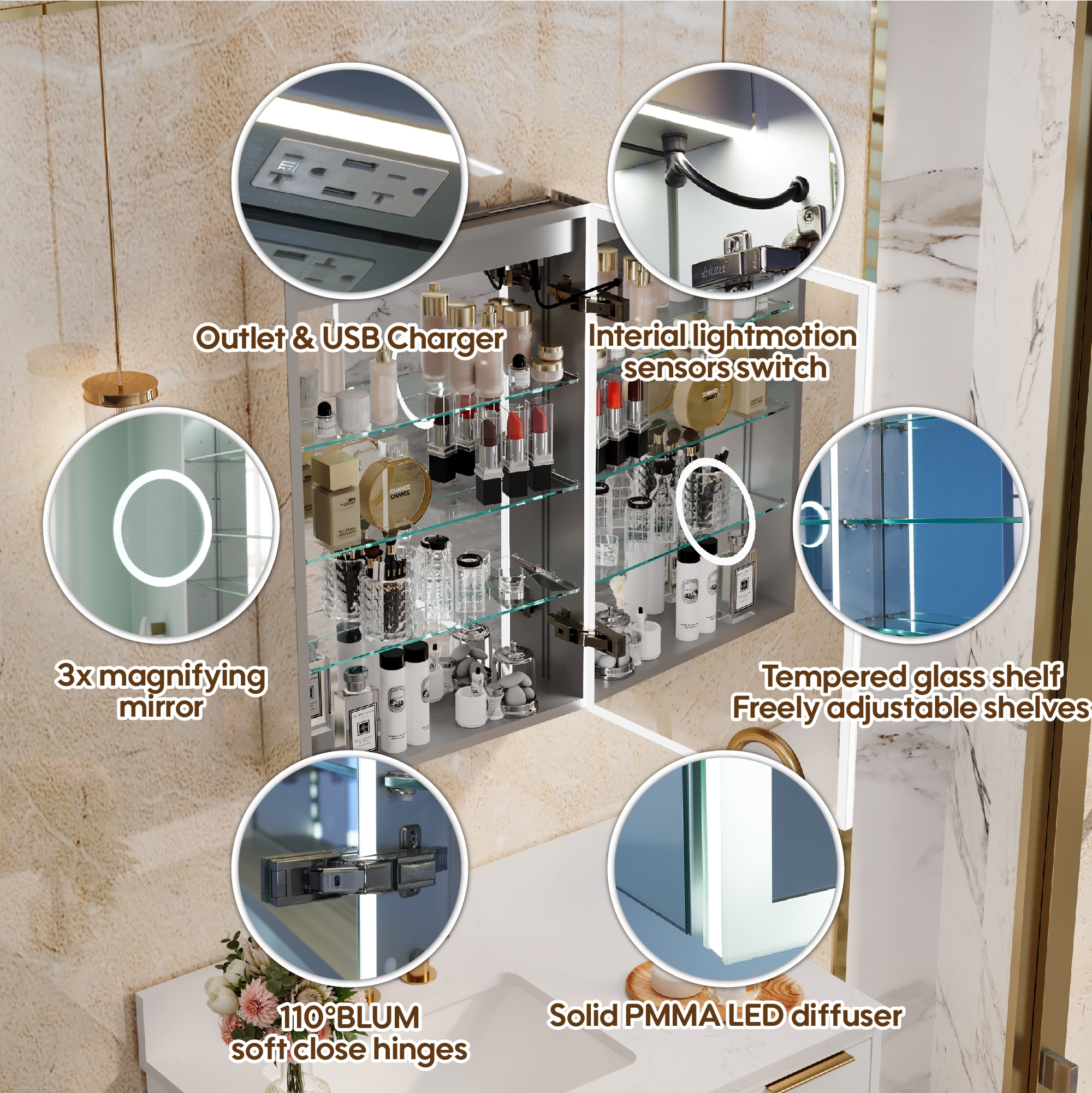 WELLFOR EXMC2430LD Bathroom-Medicine-Cabinets - View #9