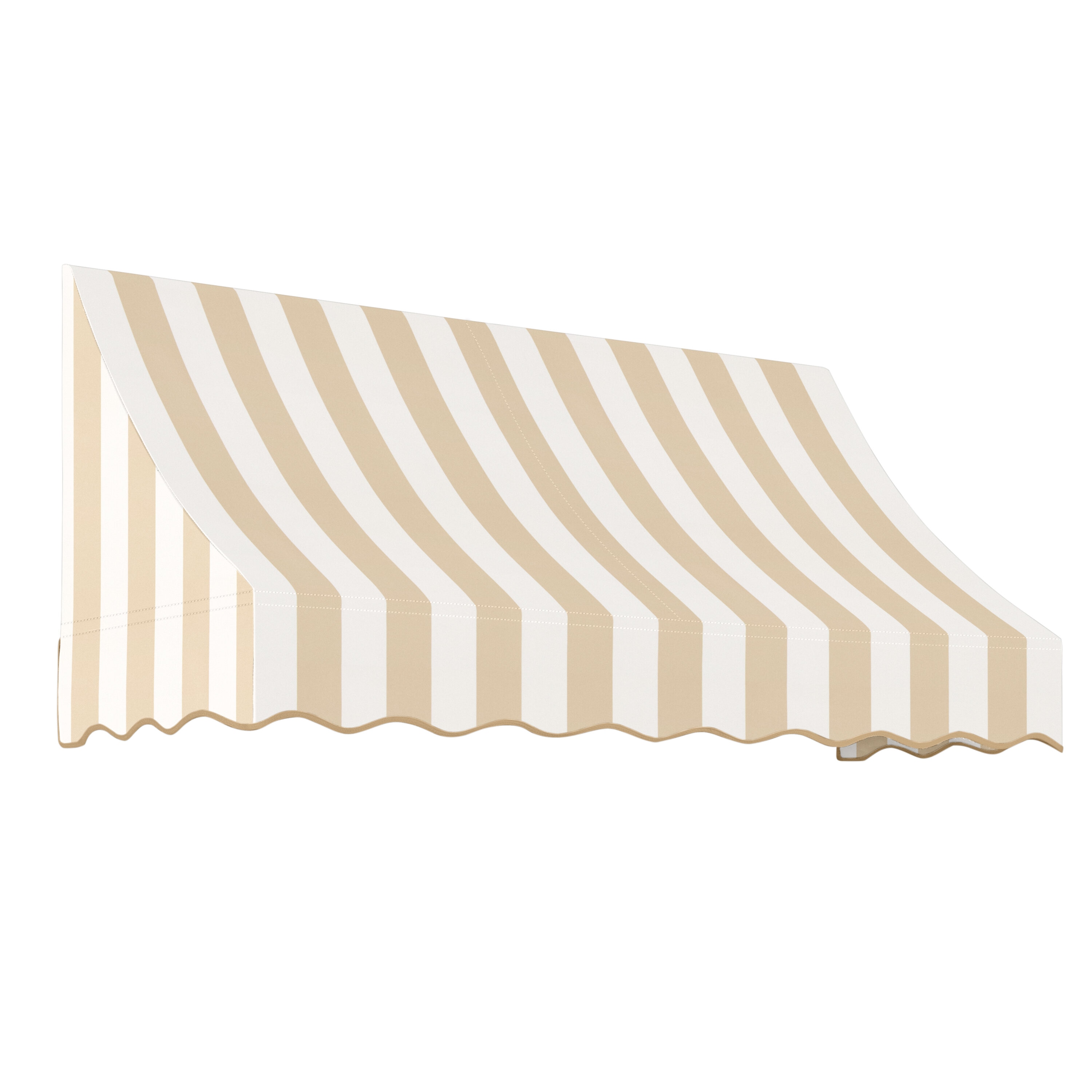 Awntech NT22-L-8LW Nantucket 100.5-in Wide x 24-in Projection x 31-in Height Fabric Linen/White Stripe Striped Fixed Window/Door Awning