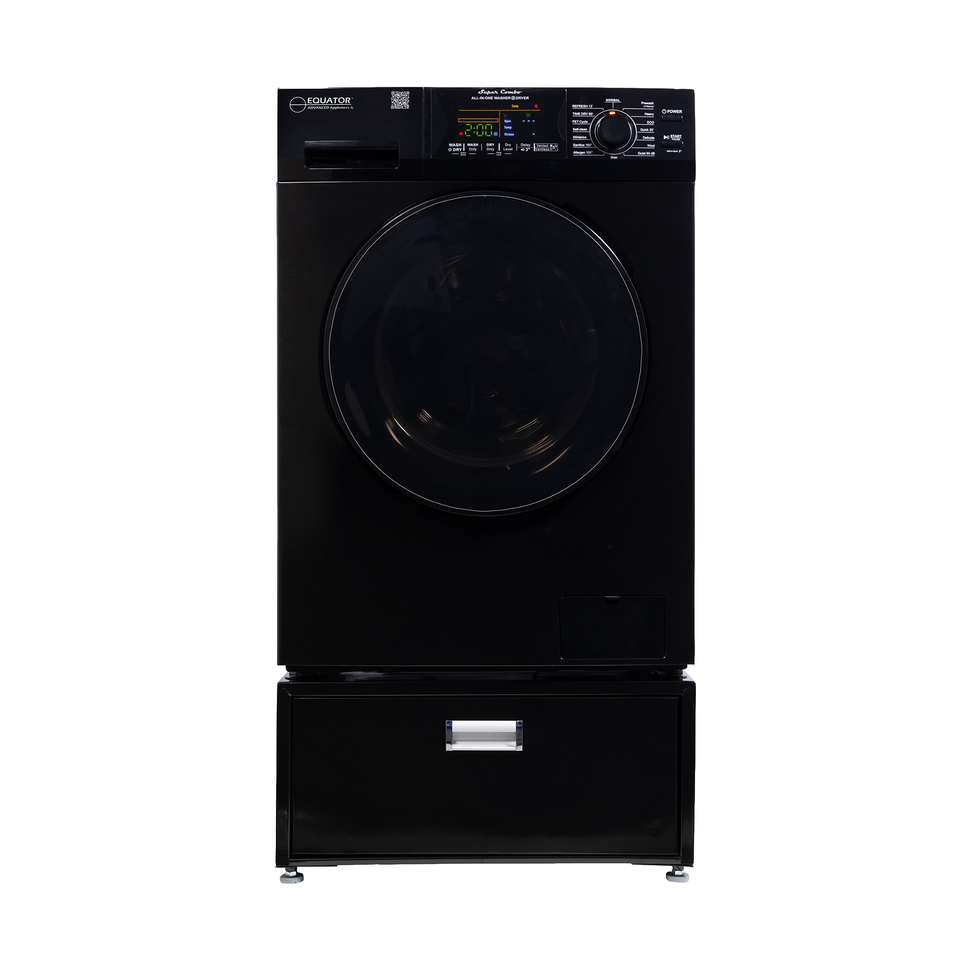 Equator Advanced Appliances EZ 4600 B + PDL 4455 1.62-cu ft Capacity Black Vented All-In-One Washer Dryer Combo