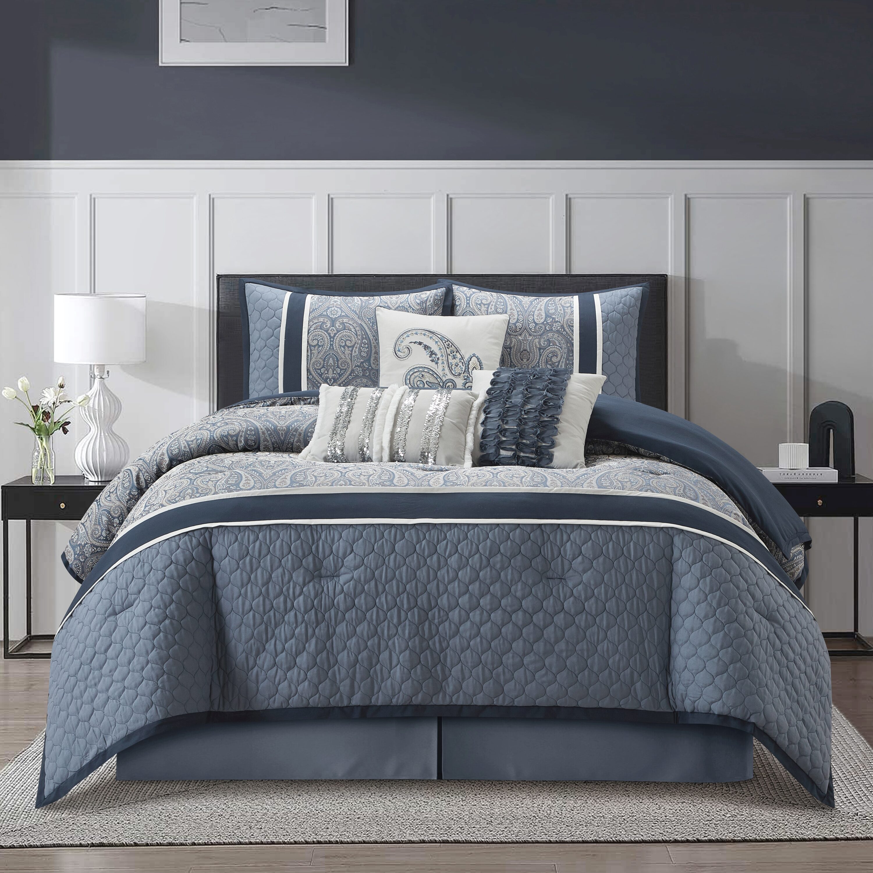 Nanshing GERALDINE7-CK-NAVY bedding - View #6