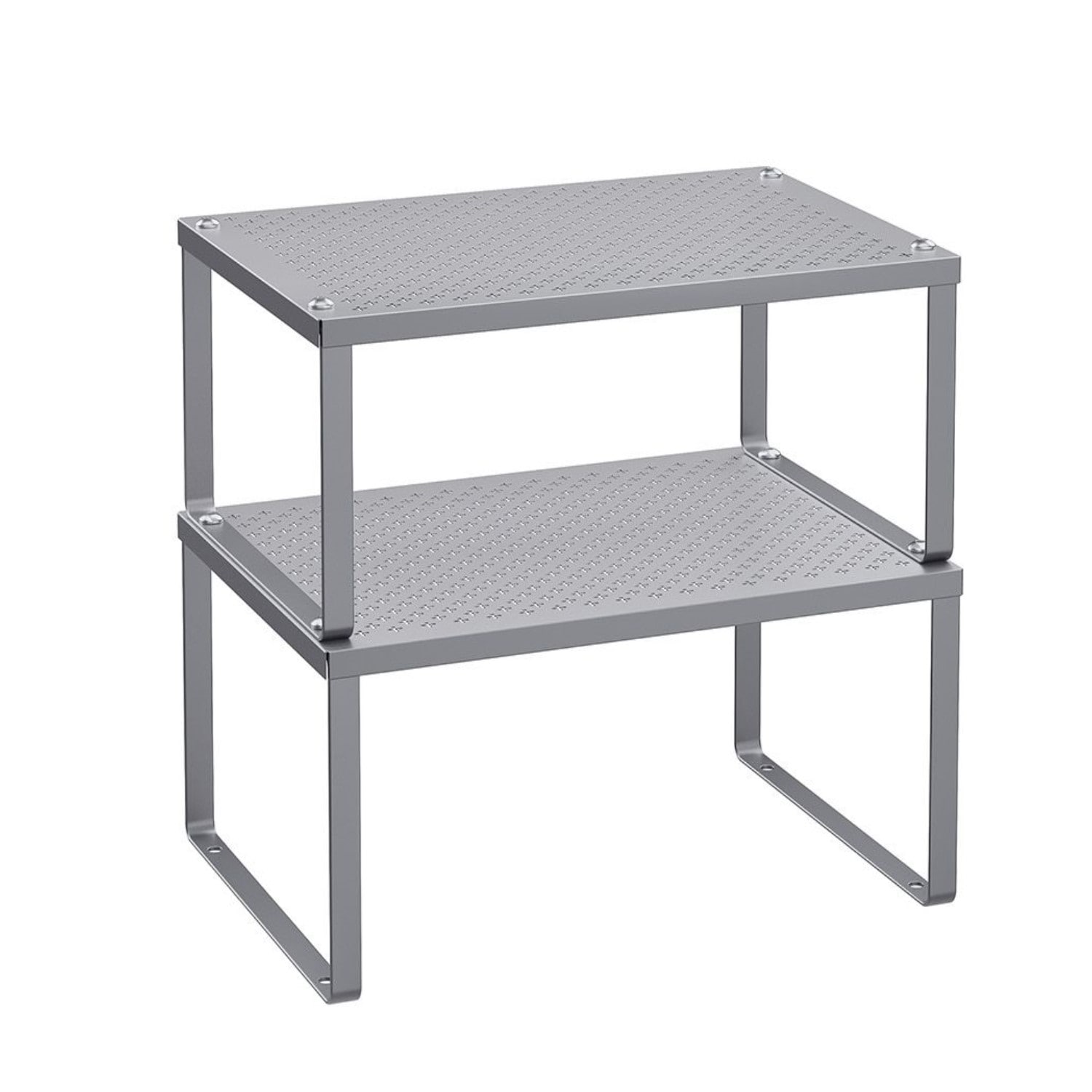 Slickblue 2-Pack- Cabinet and Counter Shelf Set Metal Stackable Organizer for Coffee Gear Small Appliances and Canned Goods- 12.6 Inch W x 6.1 Inch H x 9 Inch D- Multiple Color Option