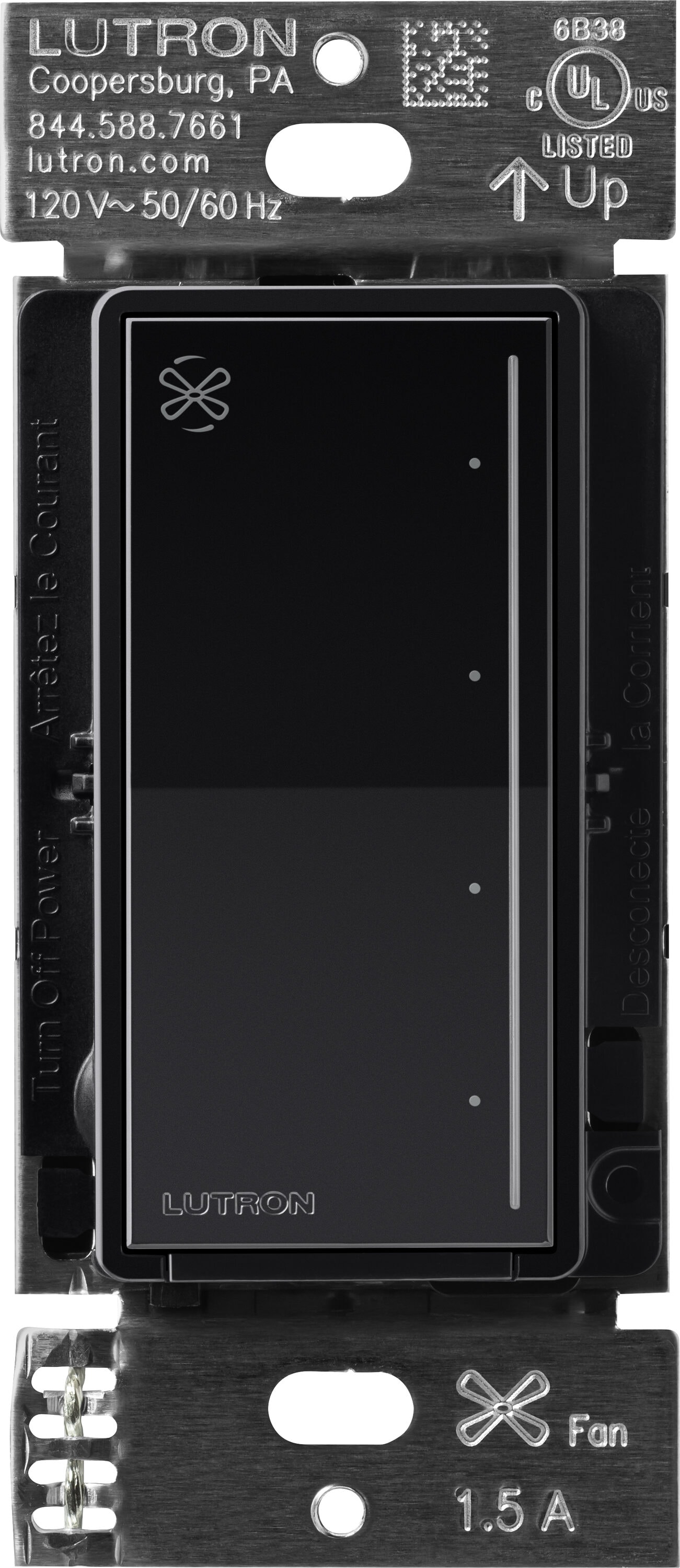 Lutron ST-FSQ-N-BL Sunnata Fan Control 1.5 -Amp 4-speed Touch Fan Control Black