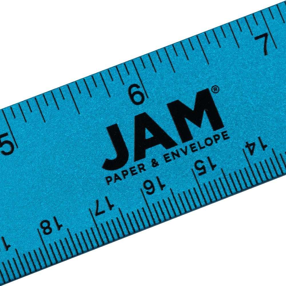 Jam Paper Blue Stainless Steel Ruler - 12 Inches - Yardstick & Ruler - Metal - Sold Individually | 347M12BU