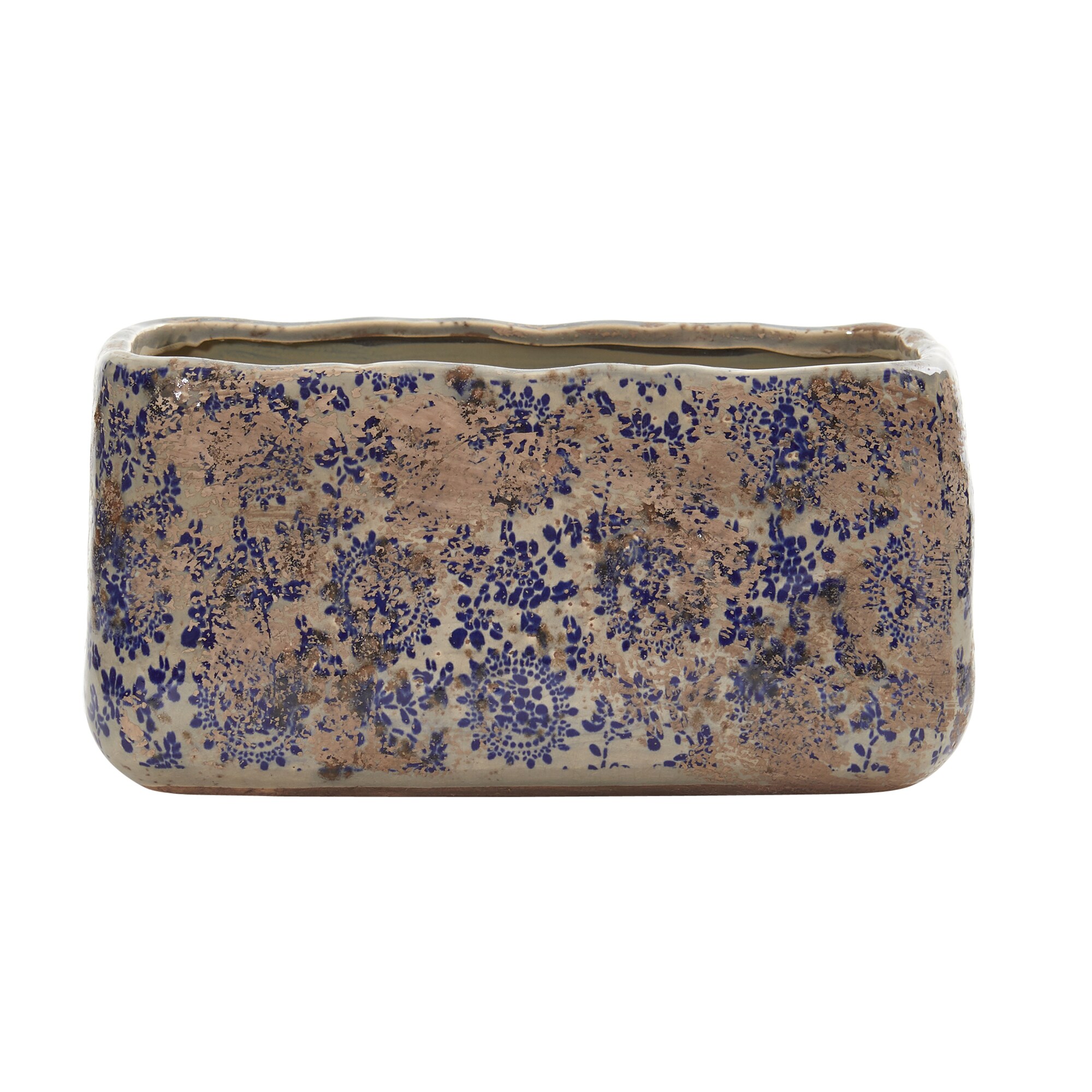 Nearly Natural 0718-S1 Blue Ceramic Farmhouse Vase