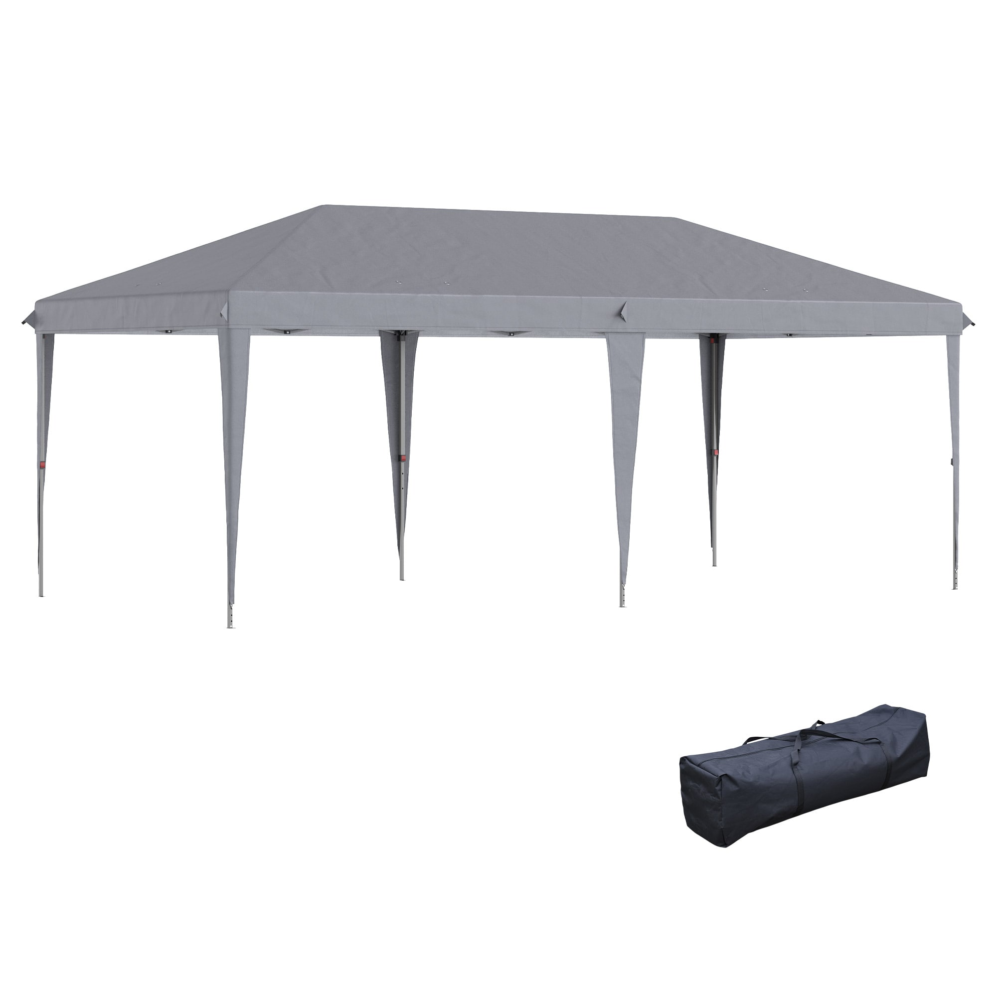Outsunny 84C-118V02GY 10' x 19' Extra Large Outdoor Party Tent with Pop Up Canopy Folding Steel Frame Carrying Bag for Catering Events Backyard BBQ Gray