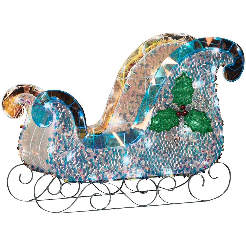 Holiday Living 882041 25.59-Inches Freestanding Sleigh Yard decoration with White LED Lights