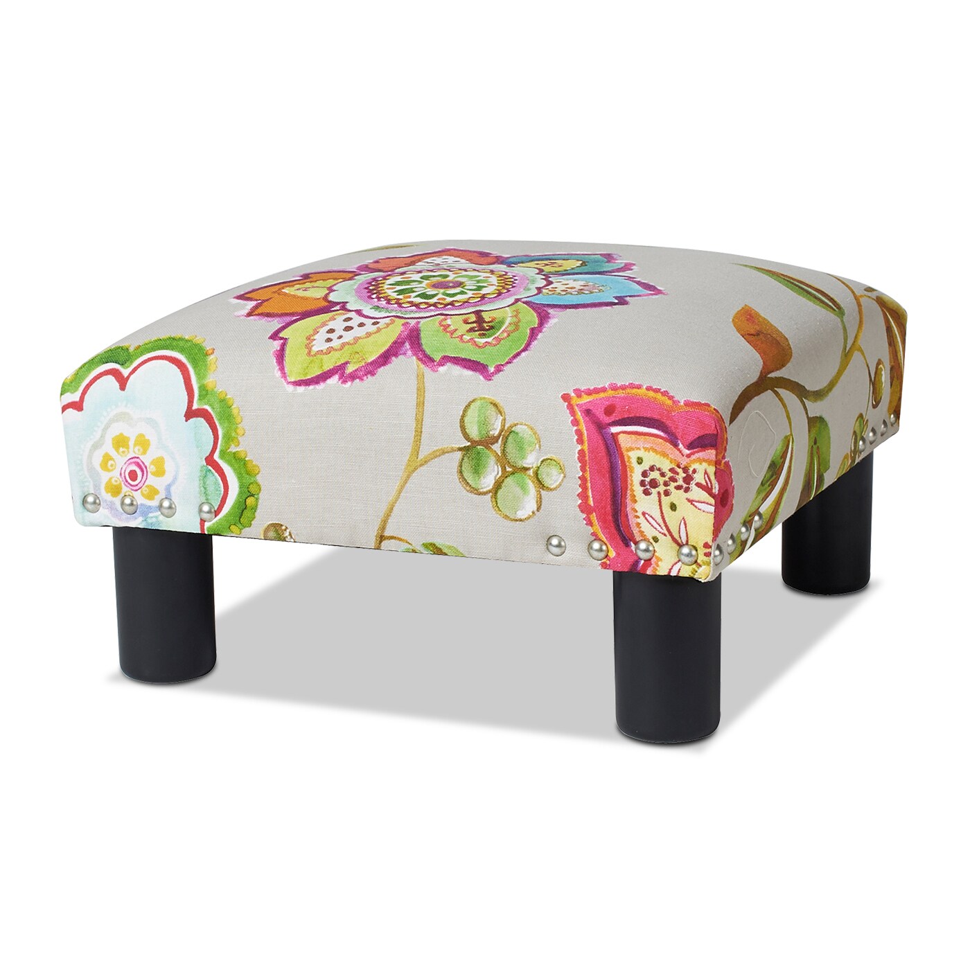 Jennifer Taylor Home Jules Midcentury Off White Floral Ottoman At