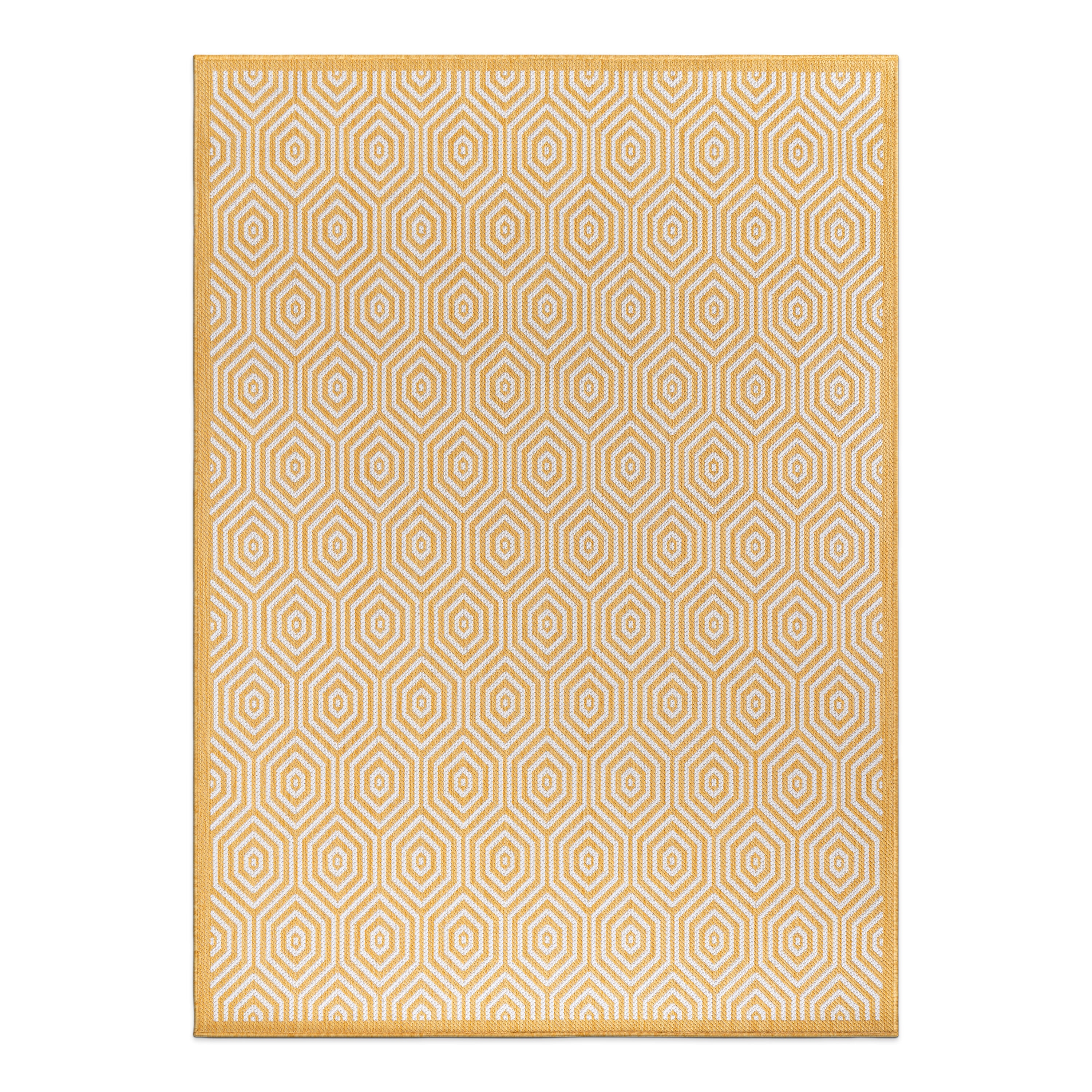 World Rug Gallery 120YELLOW5X7 Summer 5 x 7 (ft) Loomed Polypropylene Yellow Rectangular Indoor/Outdoor Geometric Global Area rug