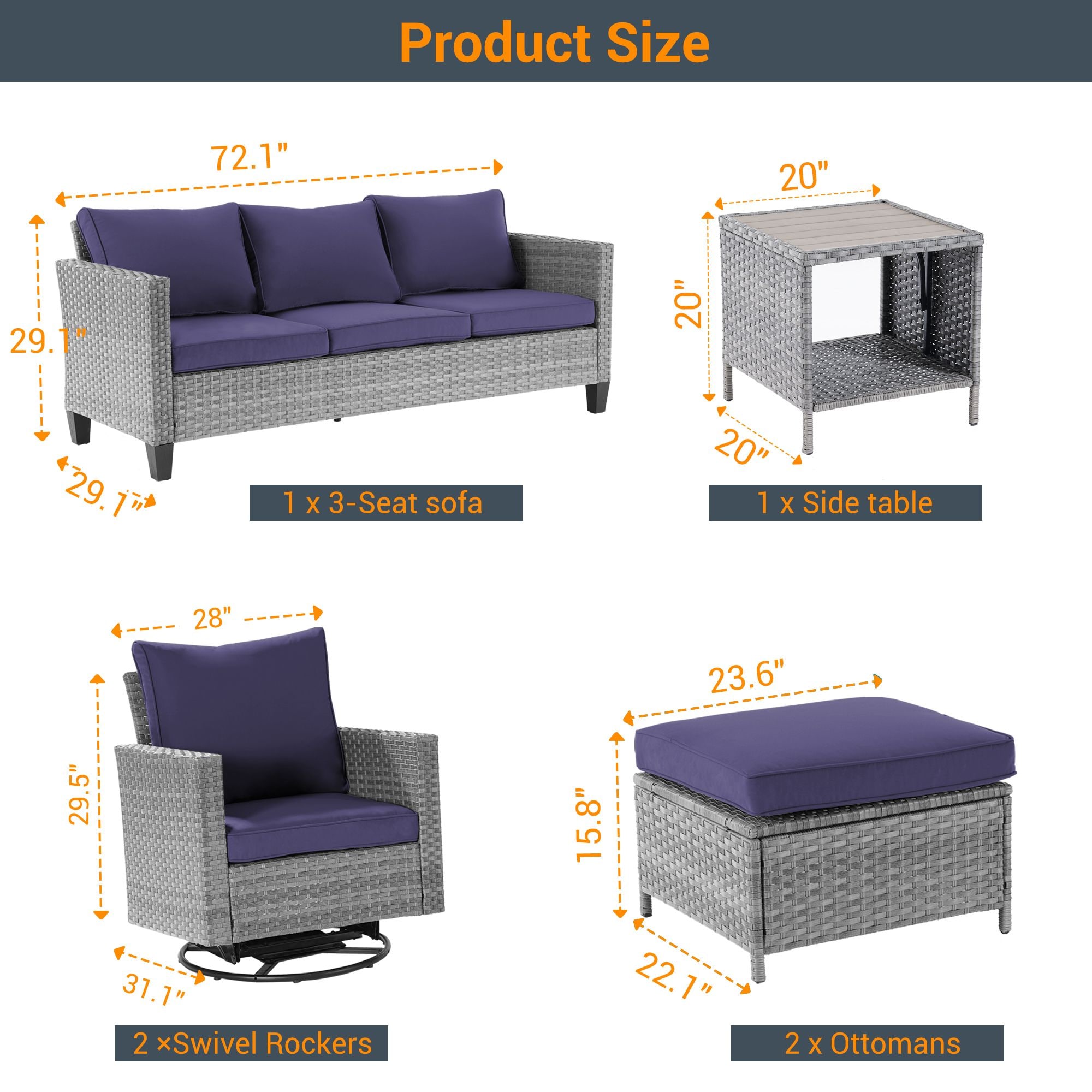 Sonkuki SD-C-HNY-S1T3 Patio-Conversation-Sets - View #7