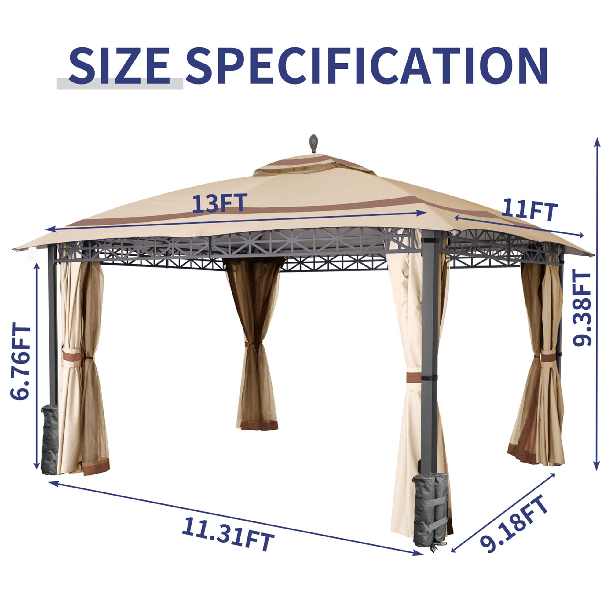 StarEcho GAZ13BK-2 Wood-Resin-Gazebos - View #8