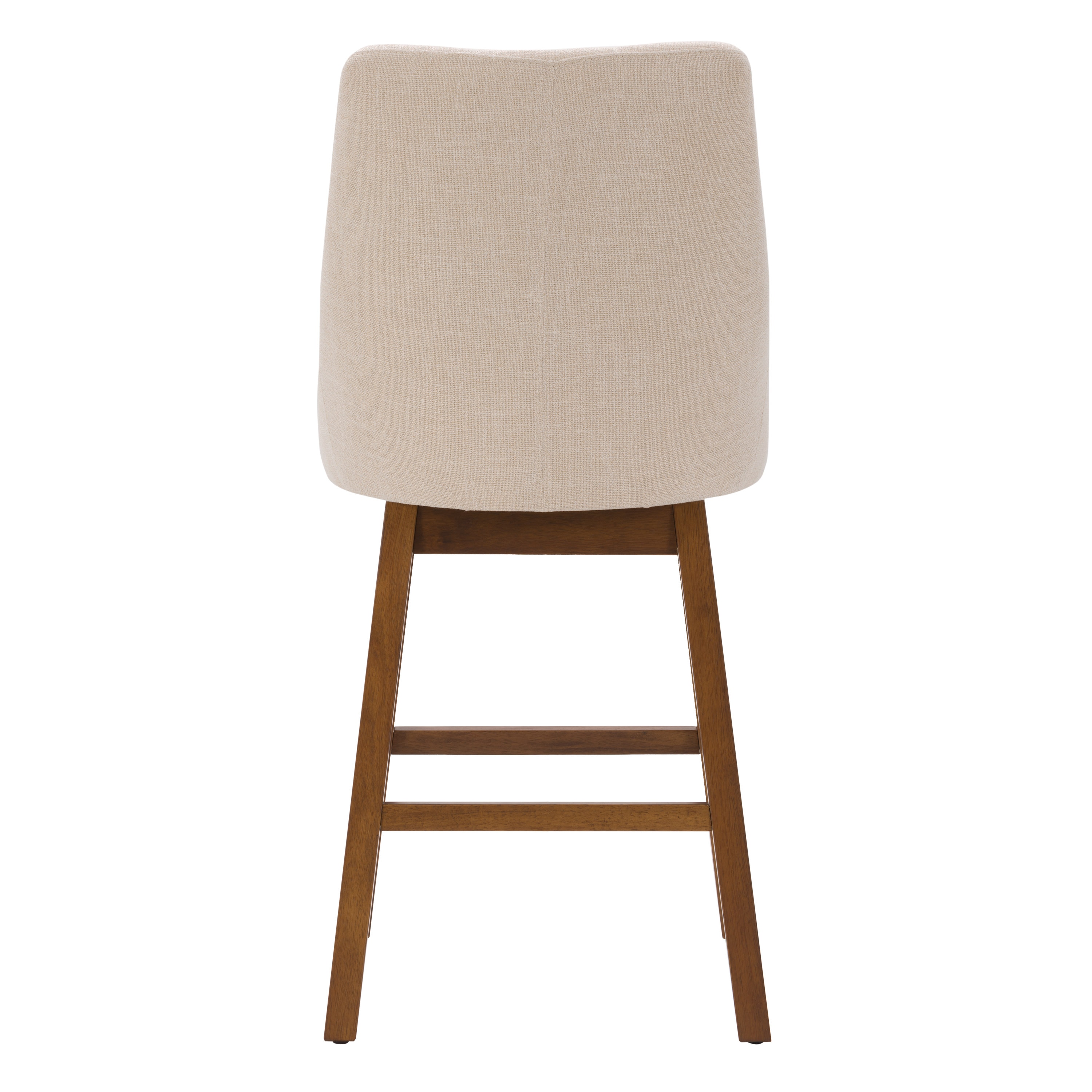 Beige Fabric Upholstered High Back Bar Stools - Set of 2