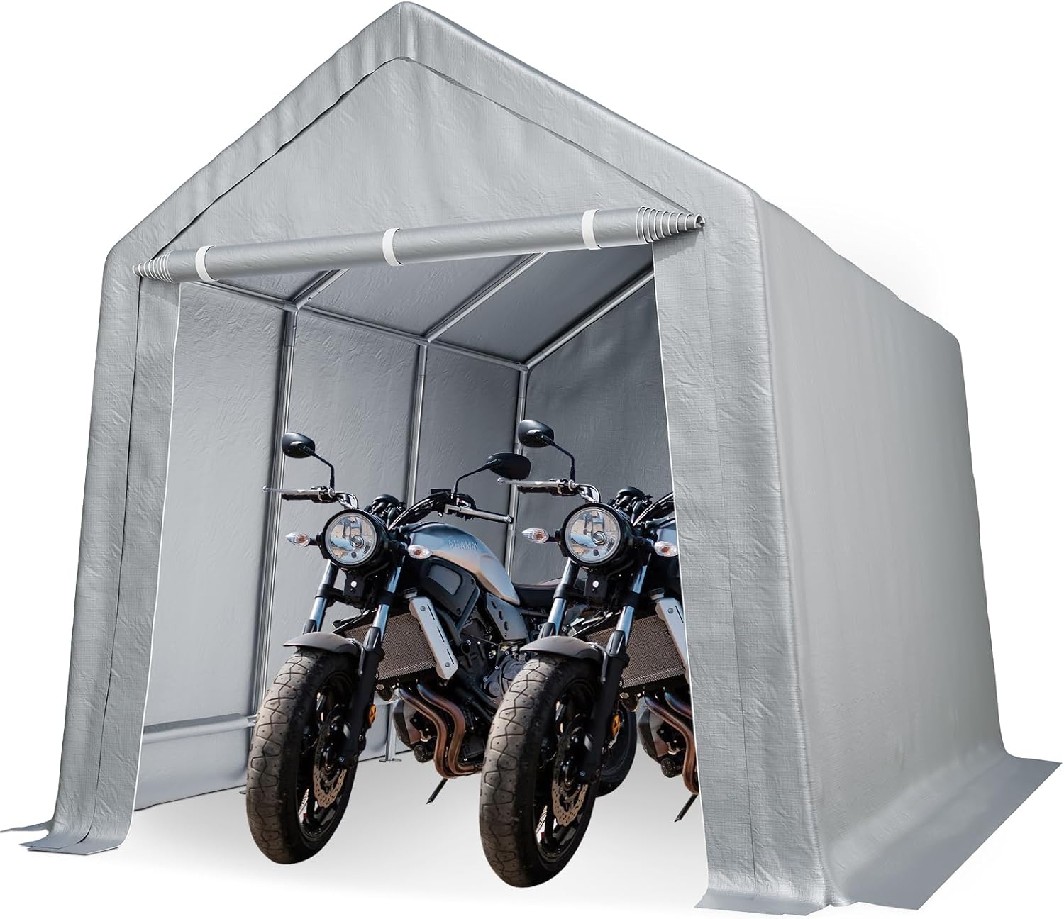 Qeetex DYQ-PHO-11EICG6J Motorcycle Outdoor Storage Tent  Portable Carport Shelter Garages Heavy Duty Canopy with Rolled Up Zipper Doors Outside Utility Shed Garage Tent for Motorcycle  Bicycles Lawn Mowers and Tools