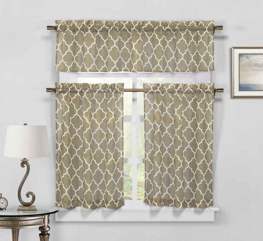 Duck River Textile GEKTP=12 /12125 15-Inches Taupe Trellis Room darkening Standard lined Rod pocket Curtain panel pair
