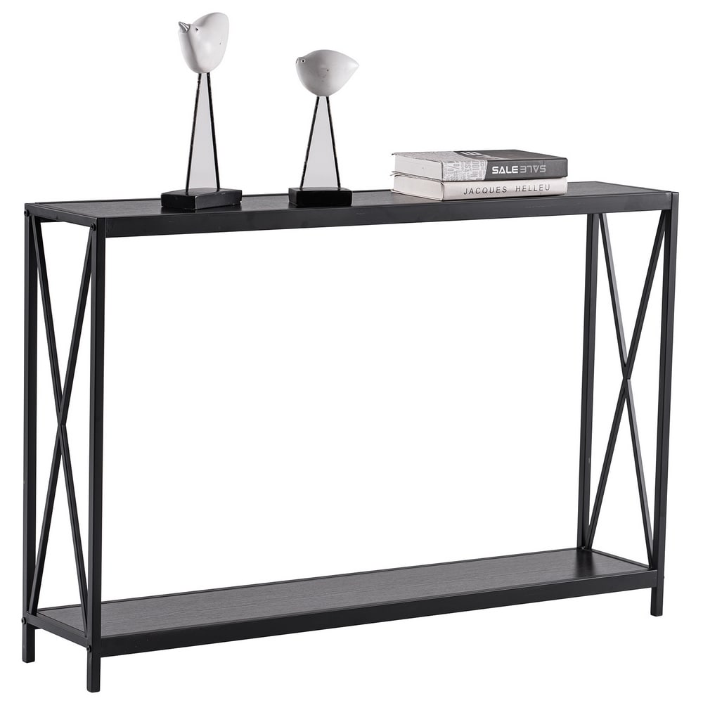 Winado Contemporary Black Metal Frame Console Table With Composite ...