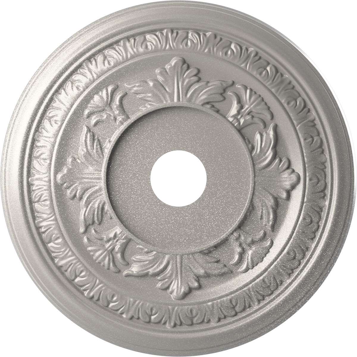 Ekena Millwork CMP22BAASV Baltimore Thermoformed 22-in W x 22-in L Painted Textured Metallic Silver PVC Whole Ceiling Medallion