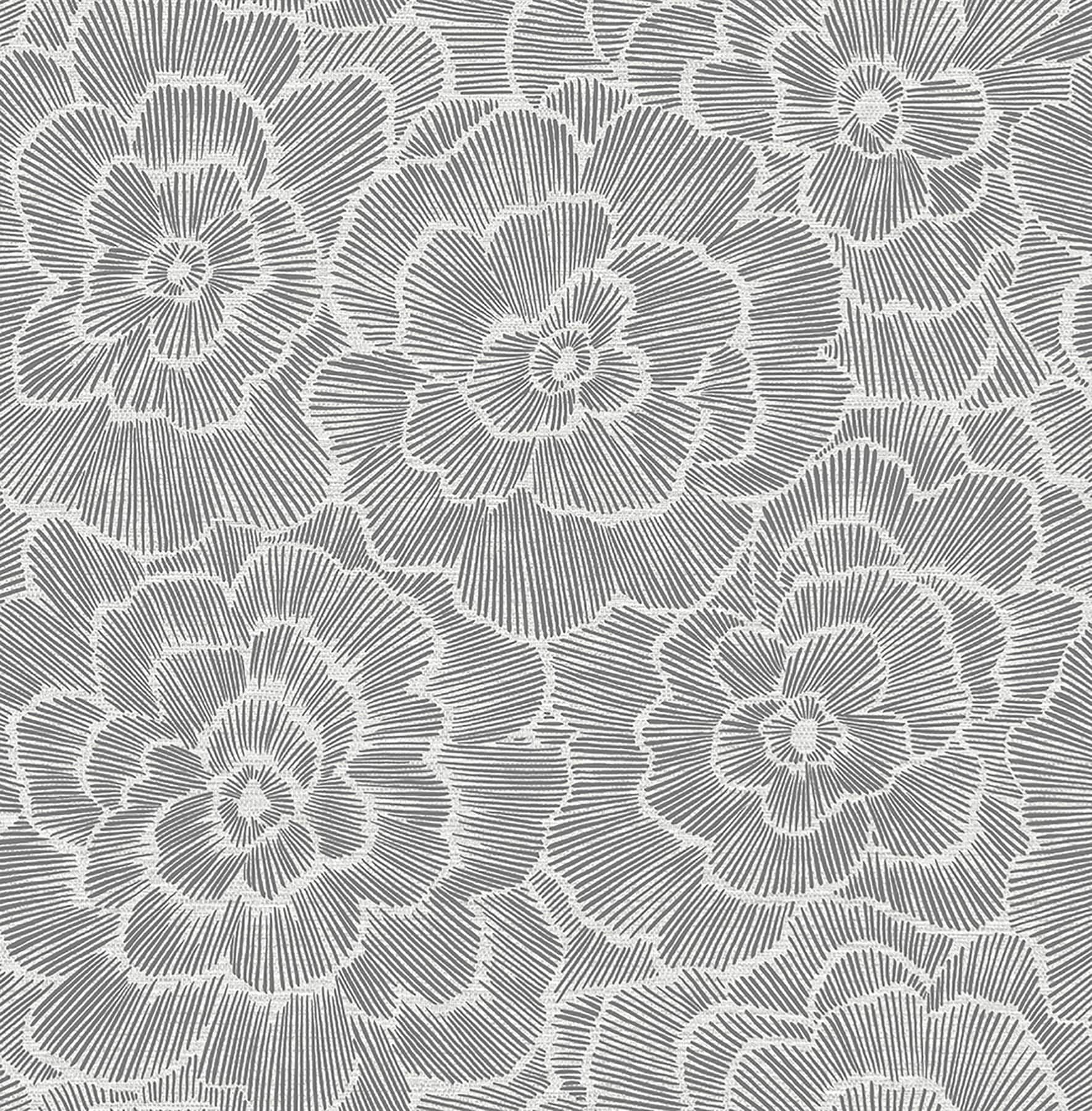 A-Street Prints 2969-26038 Pacifica 56.4-Sq. Feet Grey Non-woven Textured Floral 3D Unpasted Wallpaper