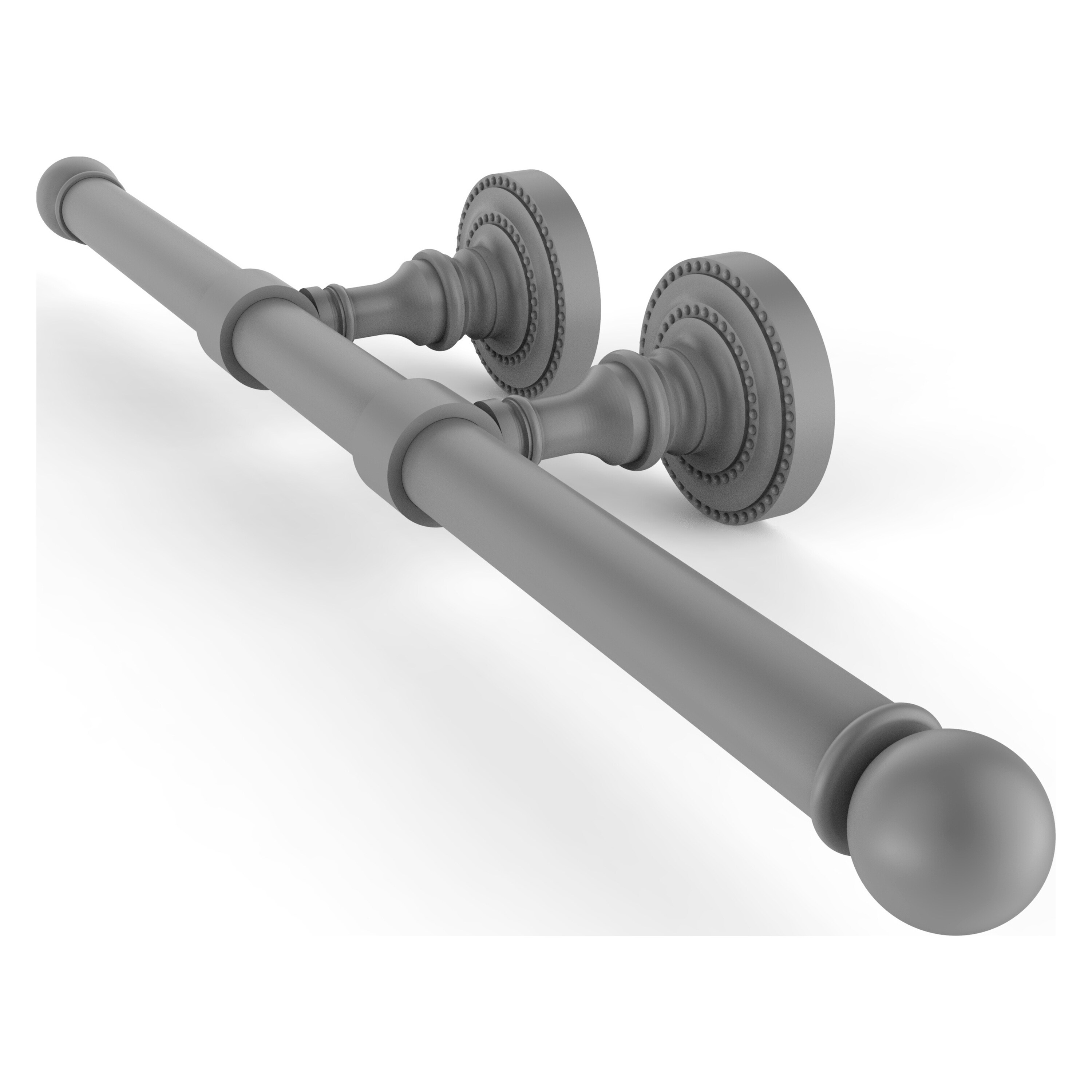 Allied Brass DT-24-2-GYM Dottingham Matte Gray Wall mount Double post Toilet Paper Holder 2 -Rolls with Storage