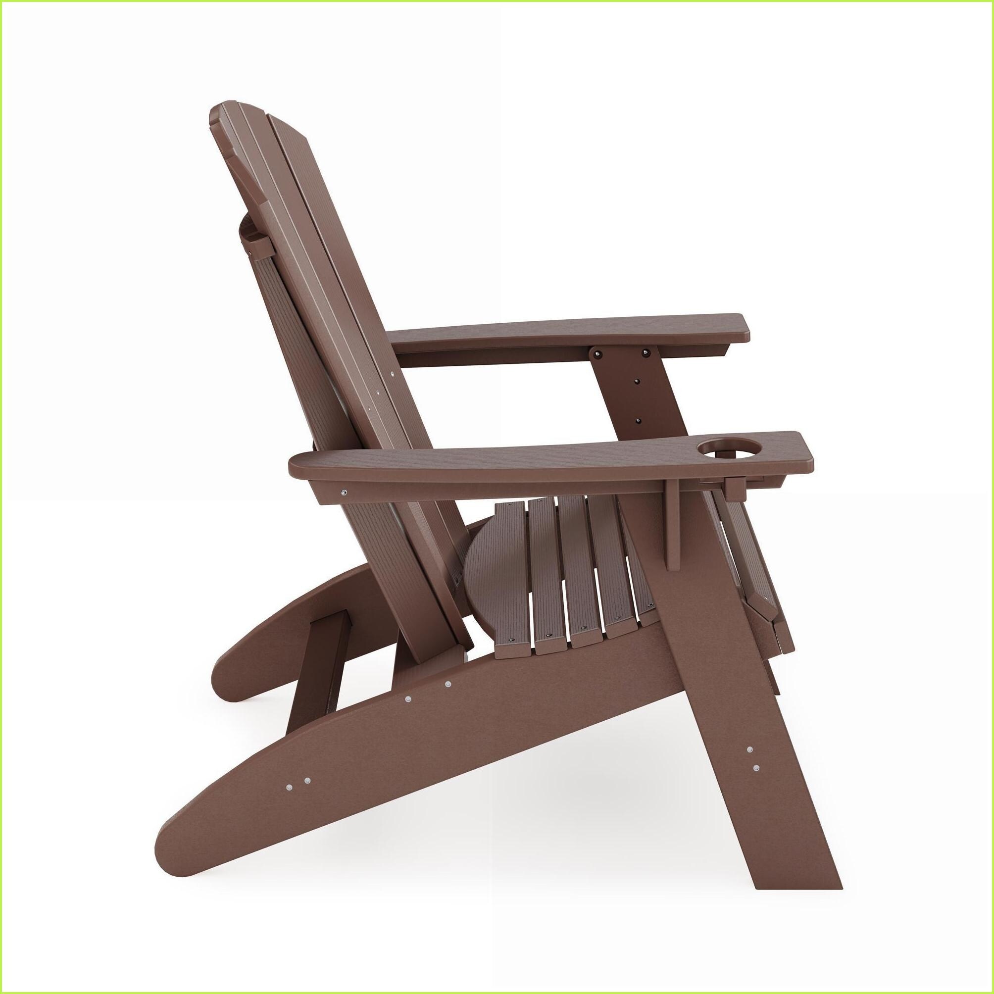 Watnature Adirondack Chair with Curved Back Cup Holder Walnut Brown for ...