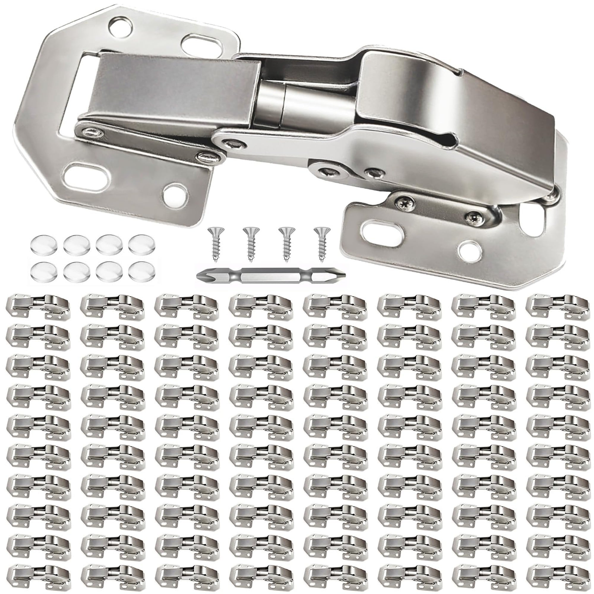 Numhew 4.4in L 1.7in W 80 Pack 90 Degree Soft Close Hidden Cabinet Hinges Silver Cabinet Hinges