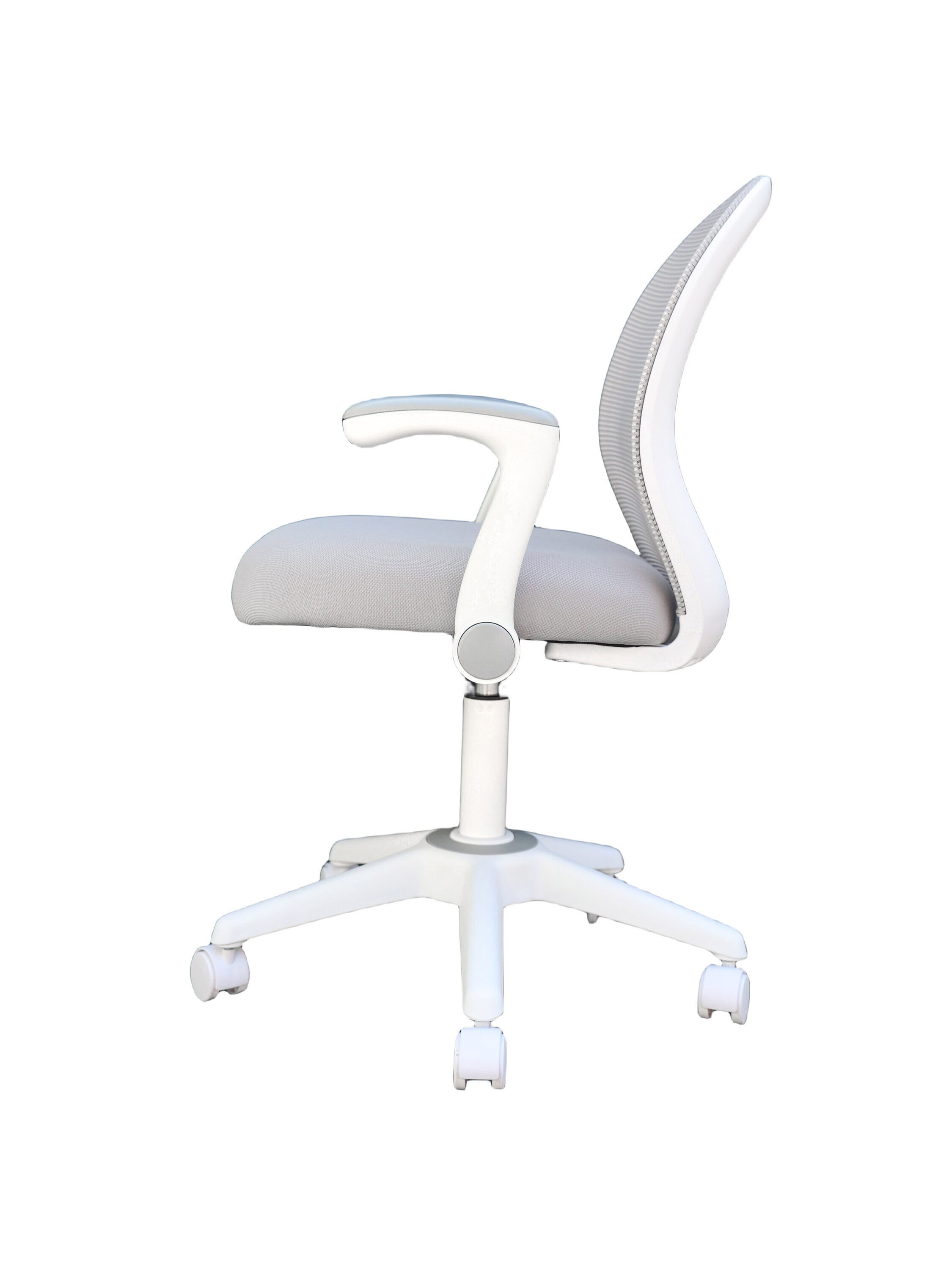 Grey Mesh and Fabric Task Chair with Adjustable Arms