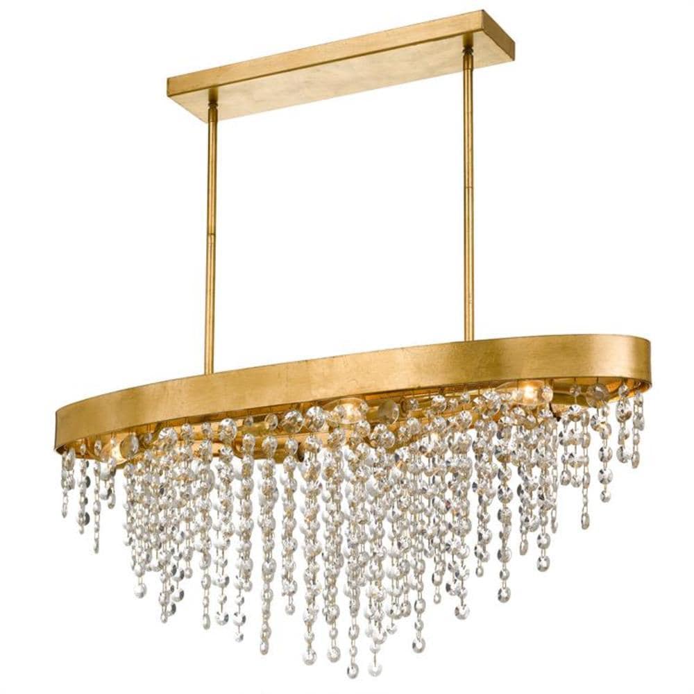 Antique Gold Crystal 8-Light Chandelier with Hand Cut Beads