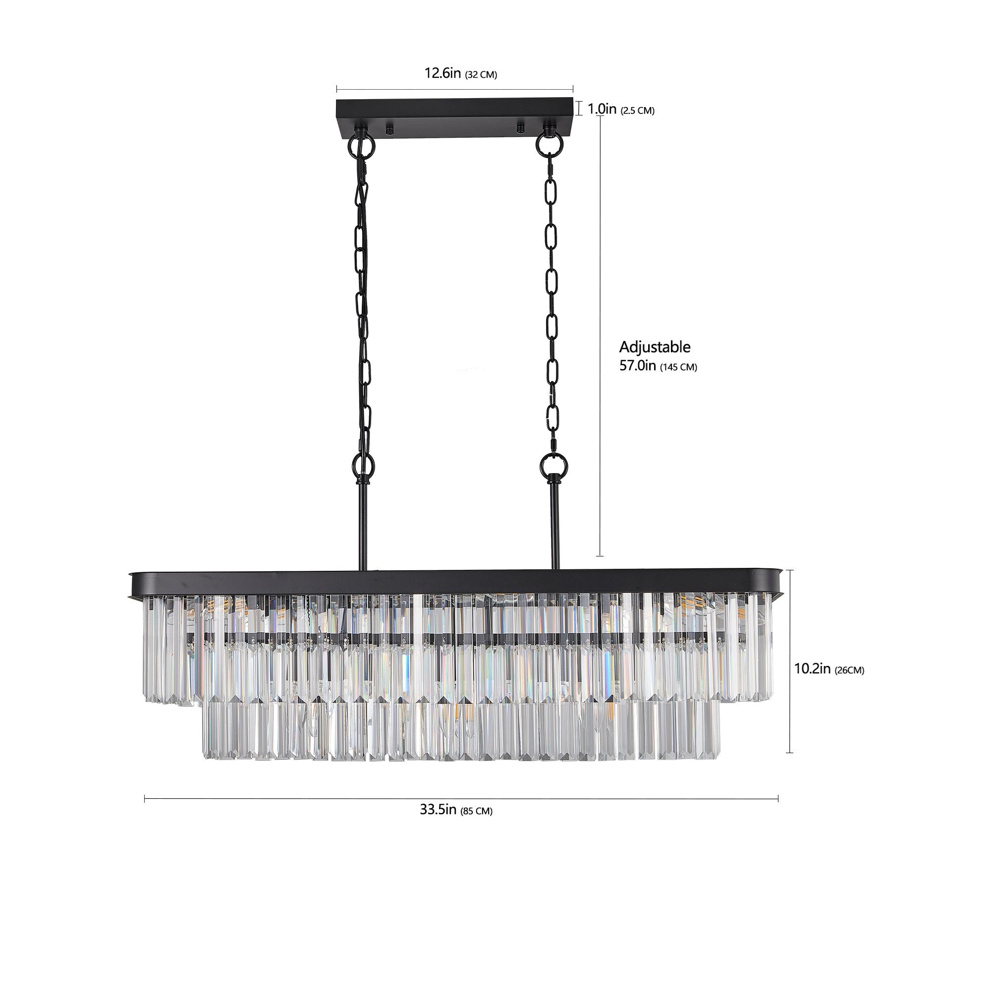 RCCFBHM 34-in Modern Industrial Black Rectangular Crystal 