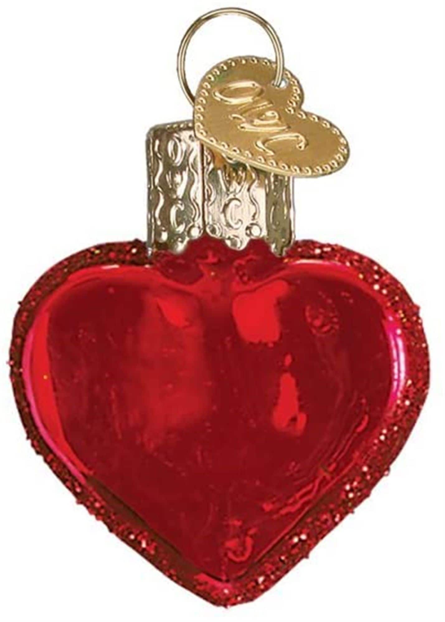 Old World Christmas 729343300102 Blown Glass Ornament for Christmas Tree - Small Red Heart