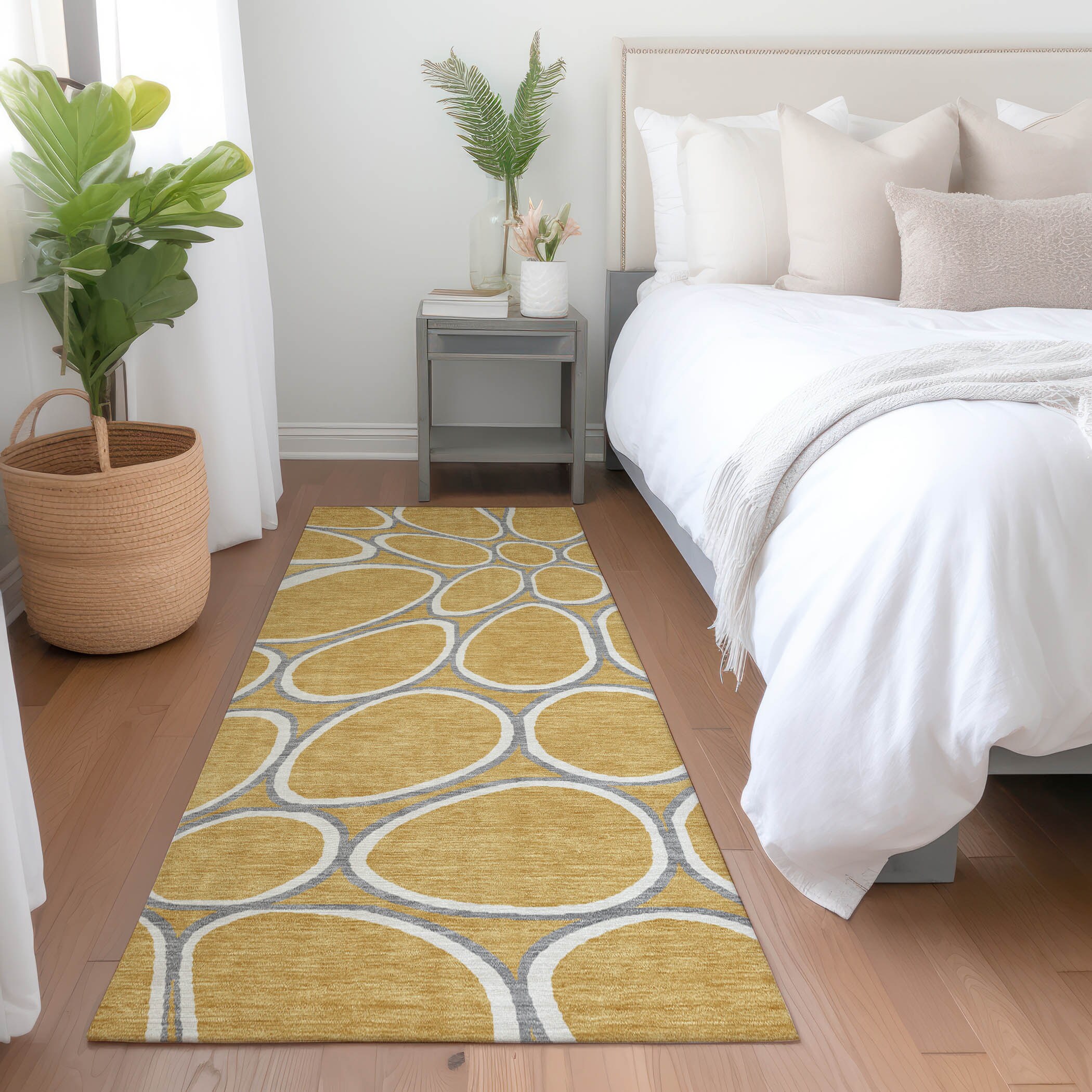 Addison Rugs ACN1041GO2X8 Chantille ACN1041GO 2 x 7 (ft) Polyester Gold Rectangular Indoor/Outdoor Geometric Machine washable Runner rug