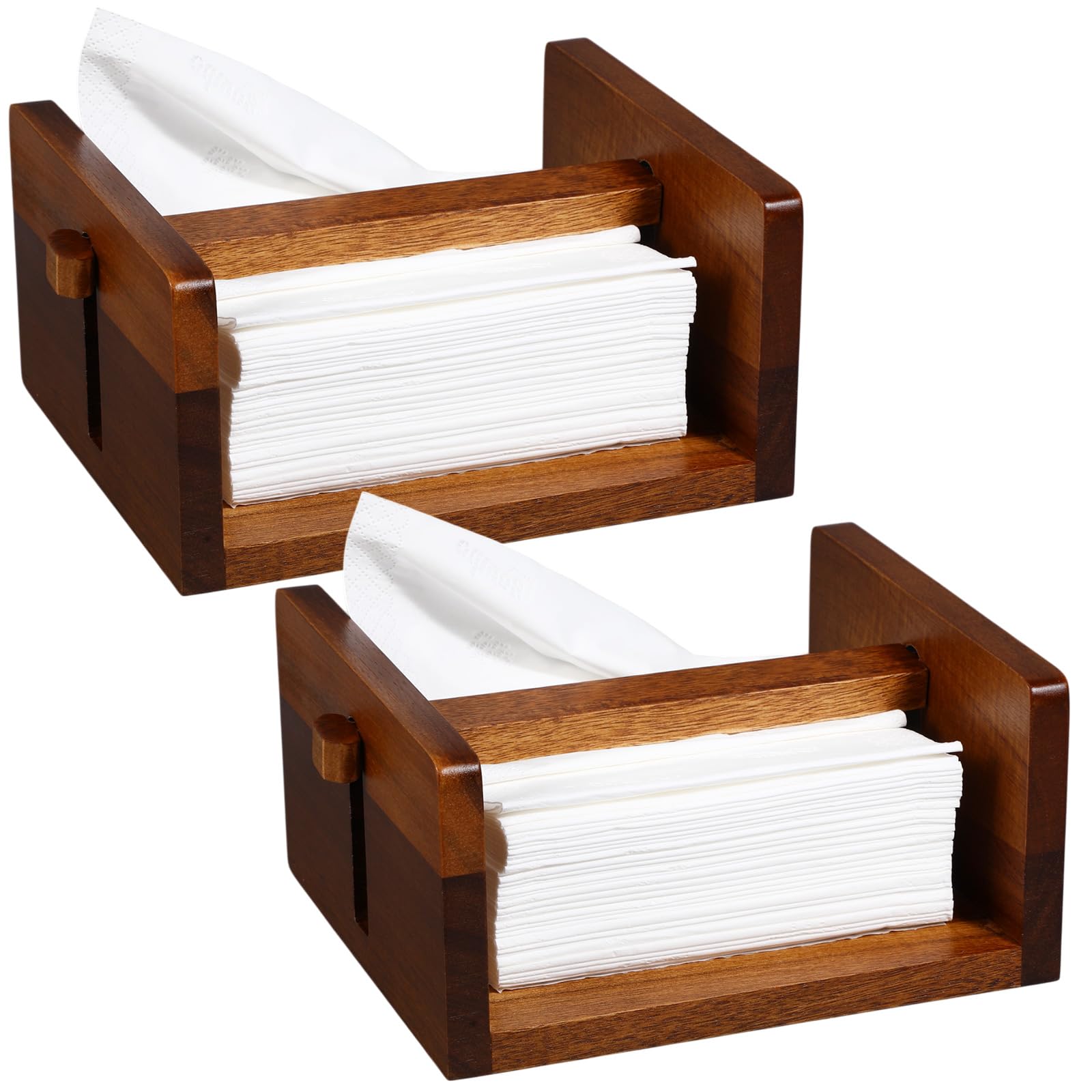 Aoibox  2 Pack Acacia Wood Napkin Holders with Center Bar 6 75 x 6 x 3 5 Inch for Dining Table Indoor Outdoor