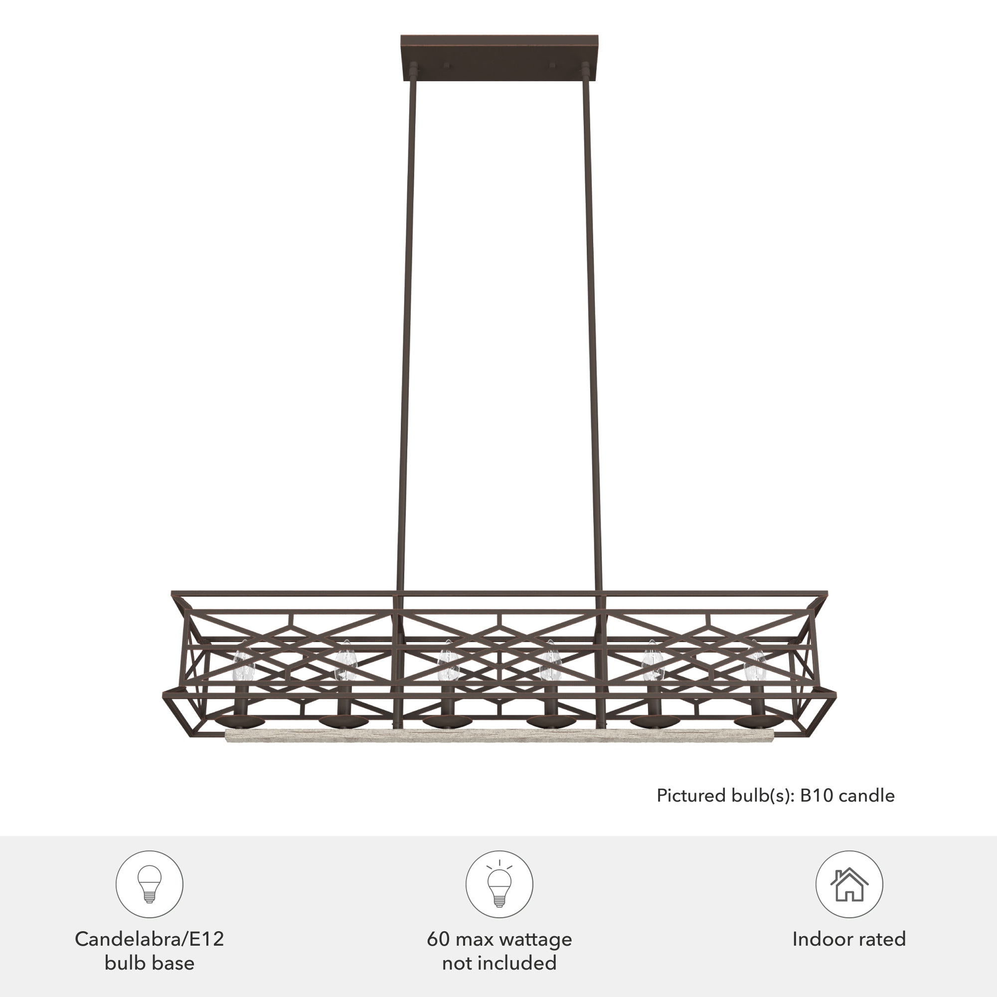Langwood Onyx Bengal 6-Light Vintage Linear Chandelier
