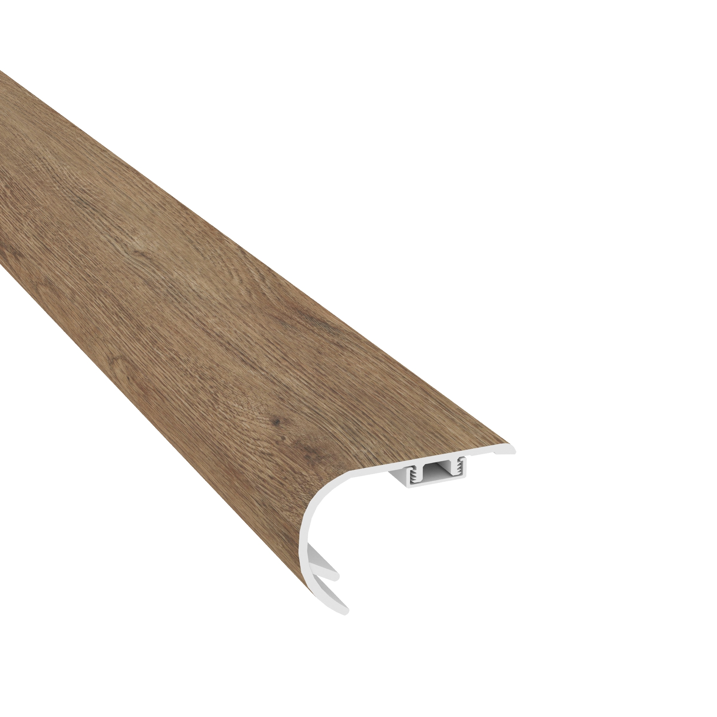 CALI 7904512314 Mute Step 2.17-in x 72.8-in x 1.57-in Outer Reef Prefinished Vinyl Overlap Stair Nosing