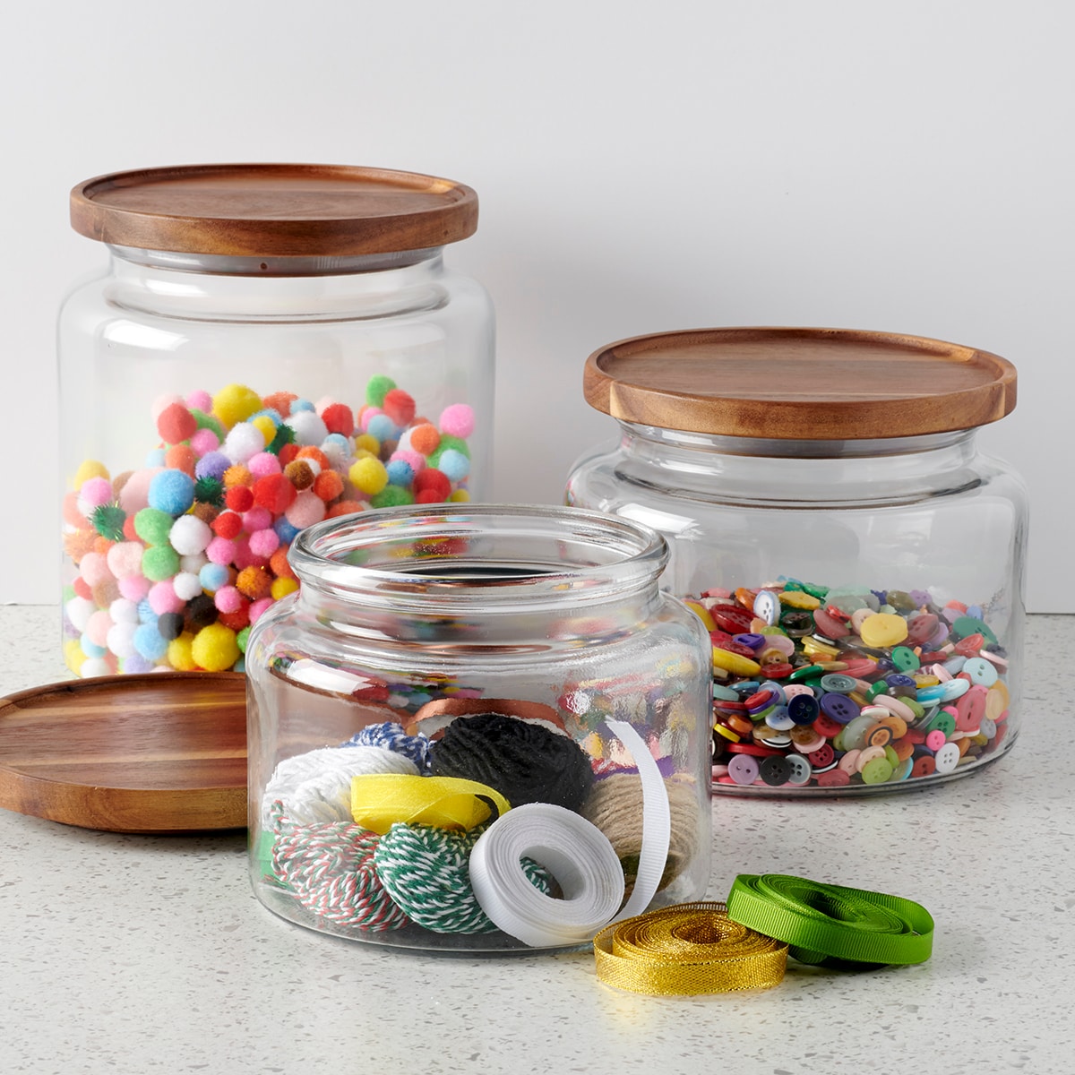 EkkoVla 3 Pack 1/2 Gallon 64 oz Glass Cookie Jars with Airtight Lids 2  Liters Clear Container Organization Canister Sets for Kitchen, Storage  Candy