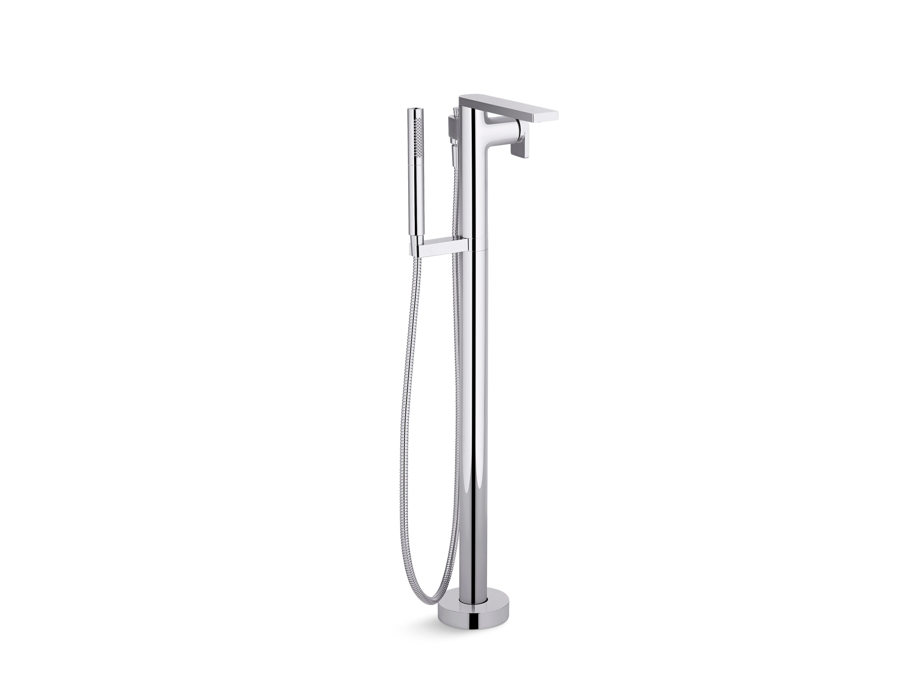 Polished Chrome Freestanding Bath Faucet with Handshower