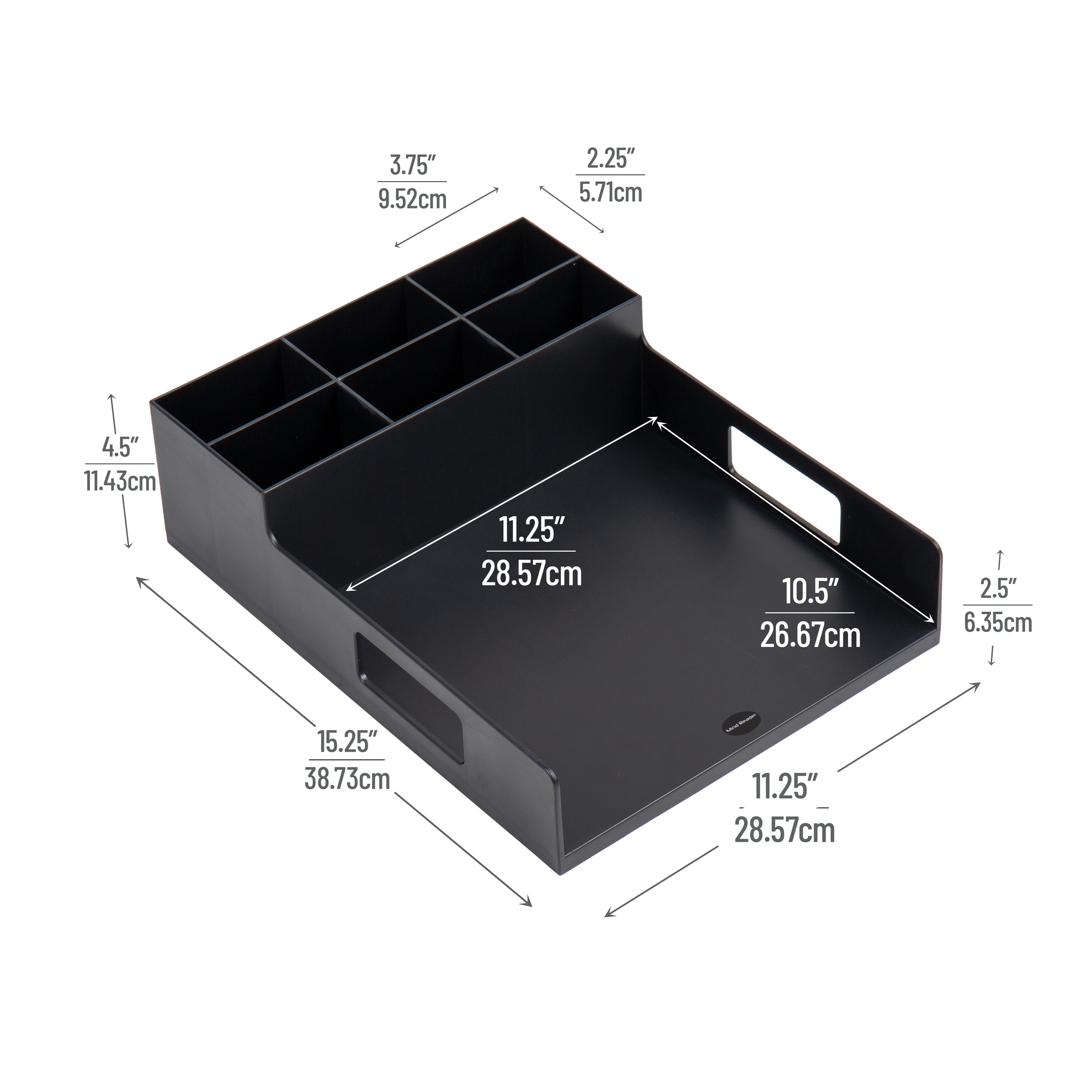Black Plastic 7-Compartment Cutlery Organizer Tray