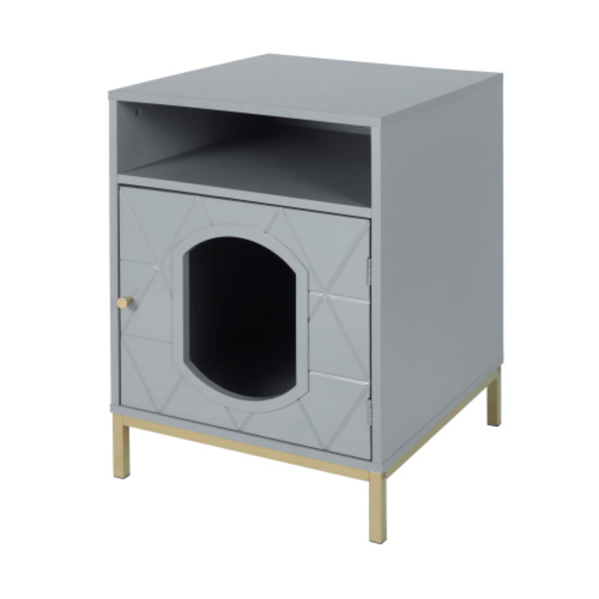 Miki Shinly MTH-2783-04MI Cat Home End Table 20.95-in W x 26.78-in H Gray Wood Rectangular Modern End Table Assembly Required