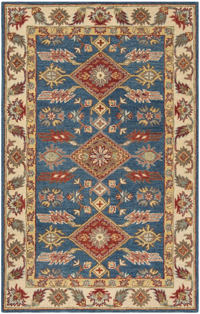 Handmade Blue and Red Wool Tufted 6' x 9' Area Rug
