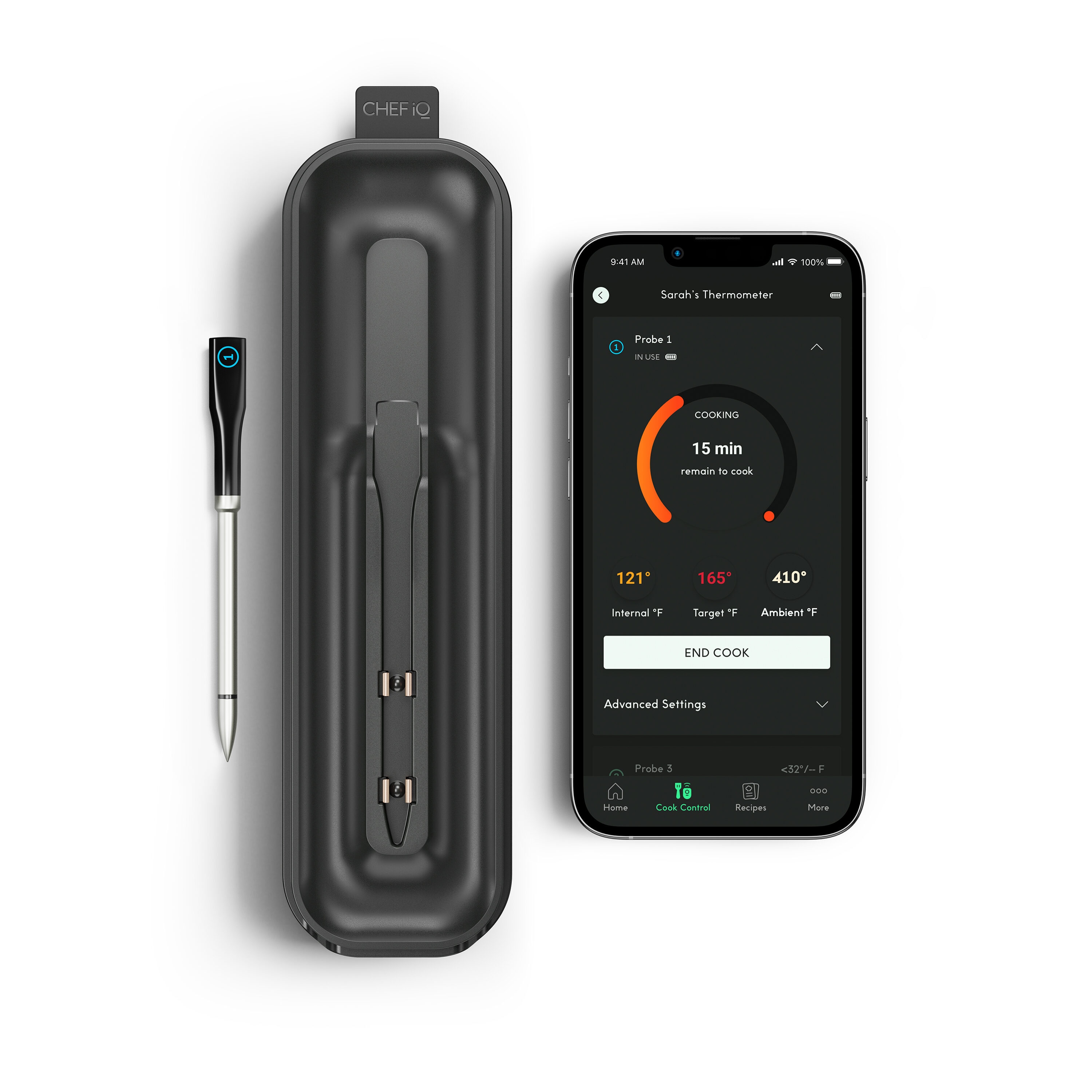 Chef iQ Smart Wireless Meat Thermometer, Unlimited Range, Bluetooth & Wifi,  - 2 Probe Set with Smart Hub 